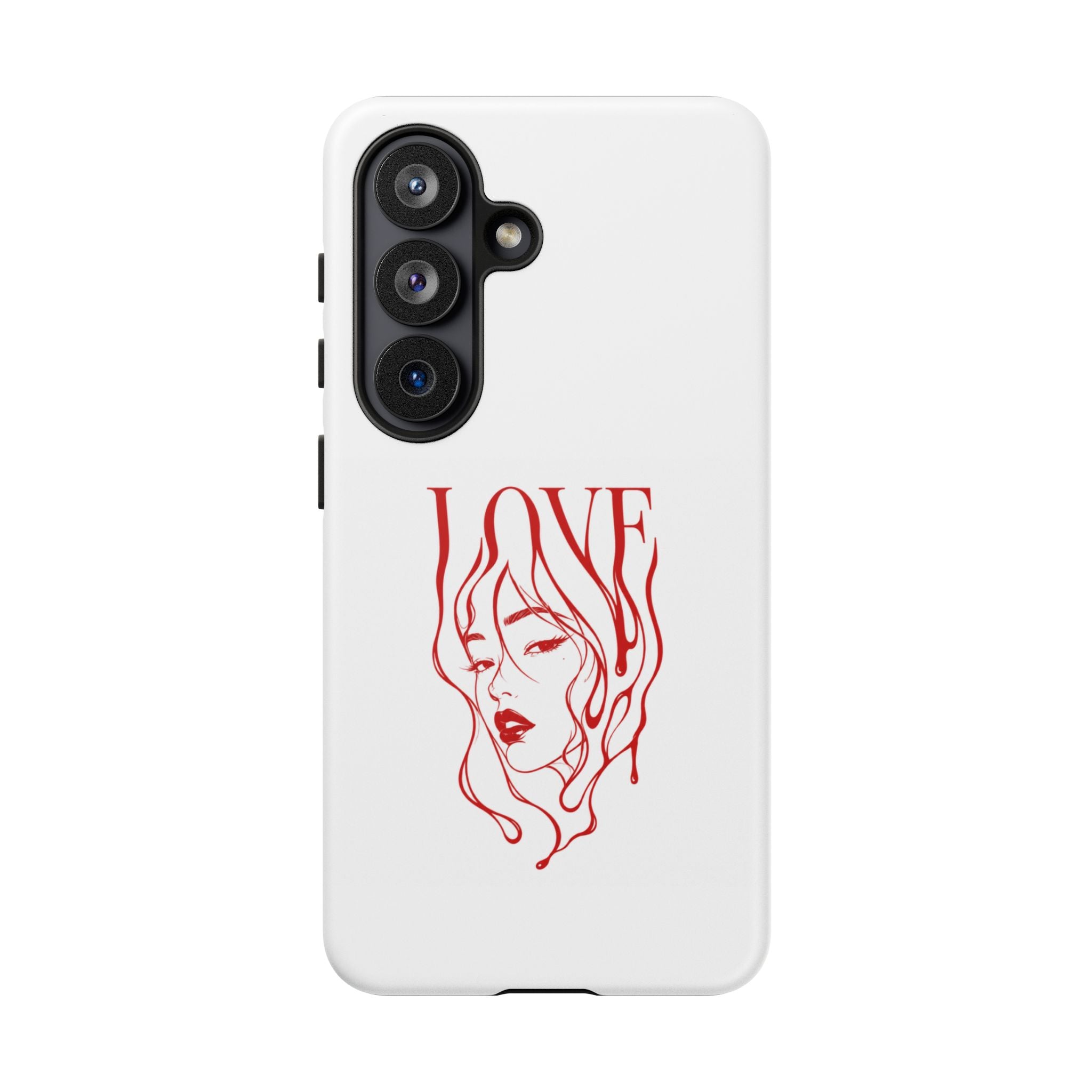 Red Line Art 'Love' Face Design - Tough Case
