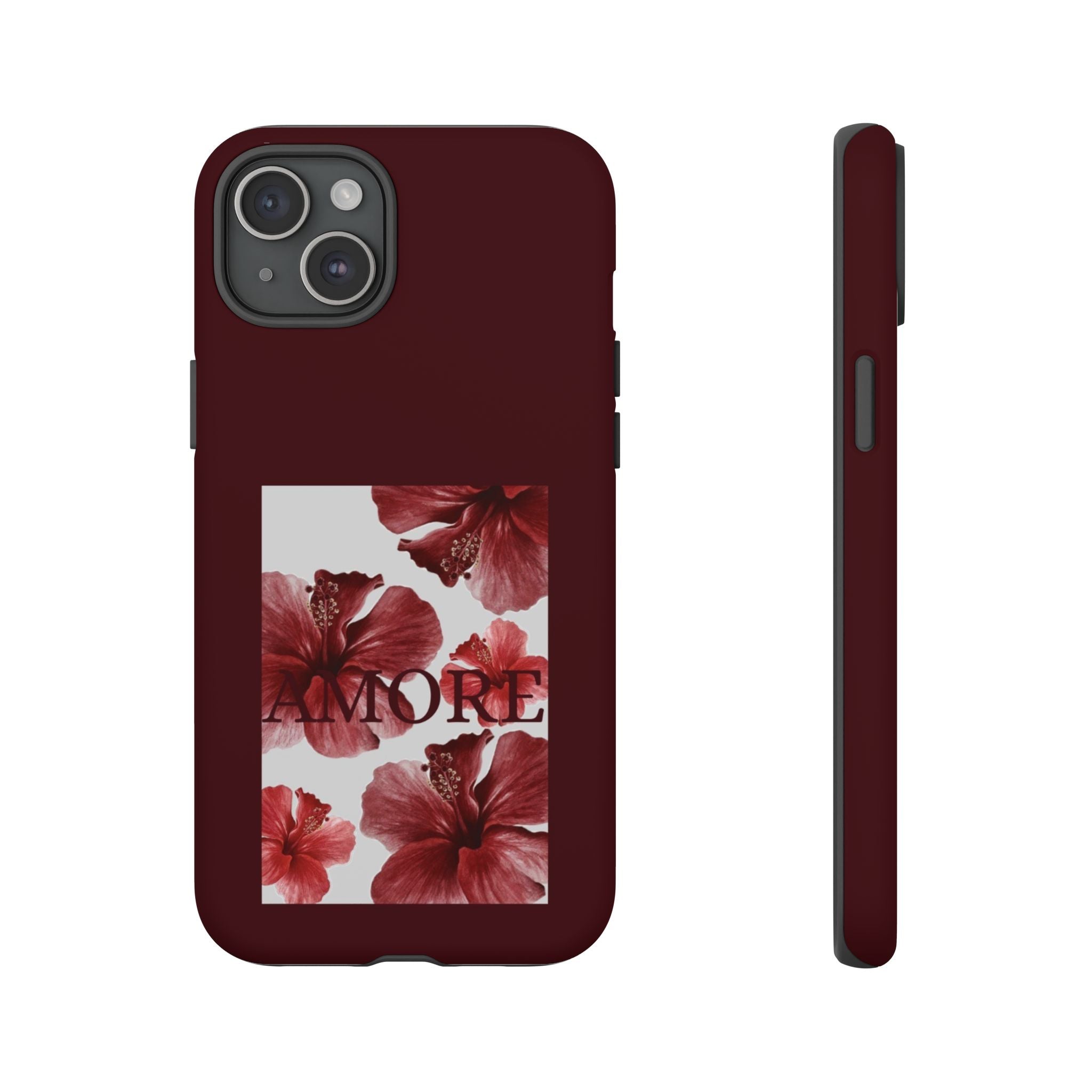 Amore Floral Phone Case — Burgundy Tough Protective Cover