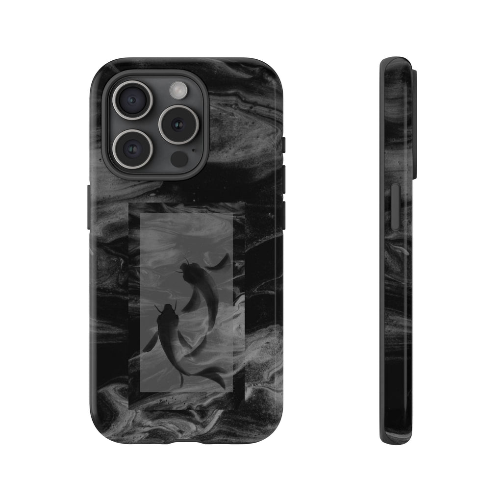 Koi Yin-Yang Marble Phone Case – Black Smoky Art Protection