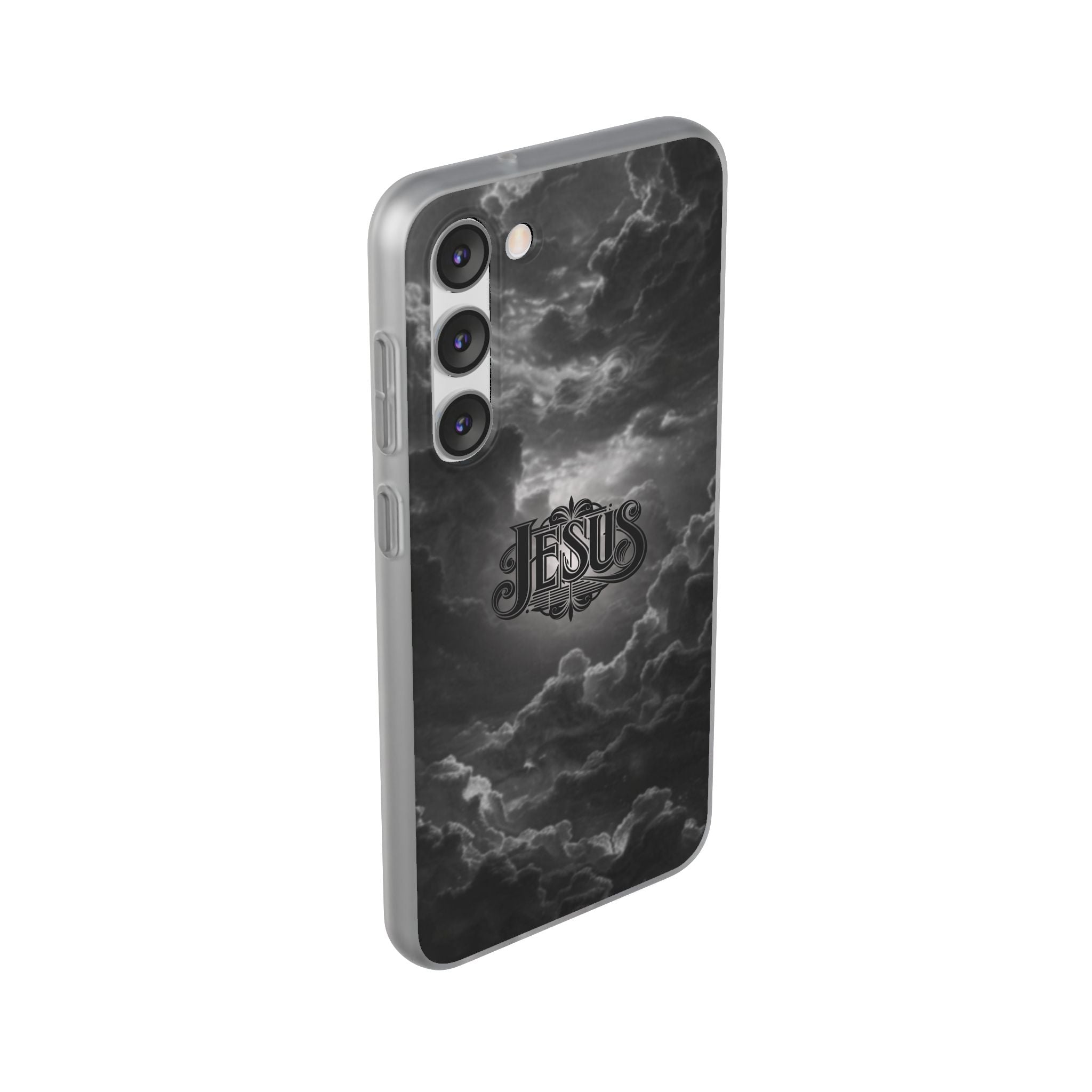 Jesus Cloud Phone Case — Faith-Inspired Flexi Case with 'Jesus' Script