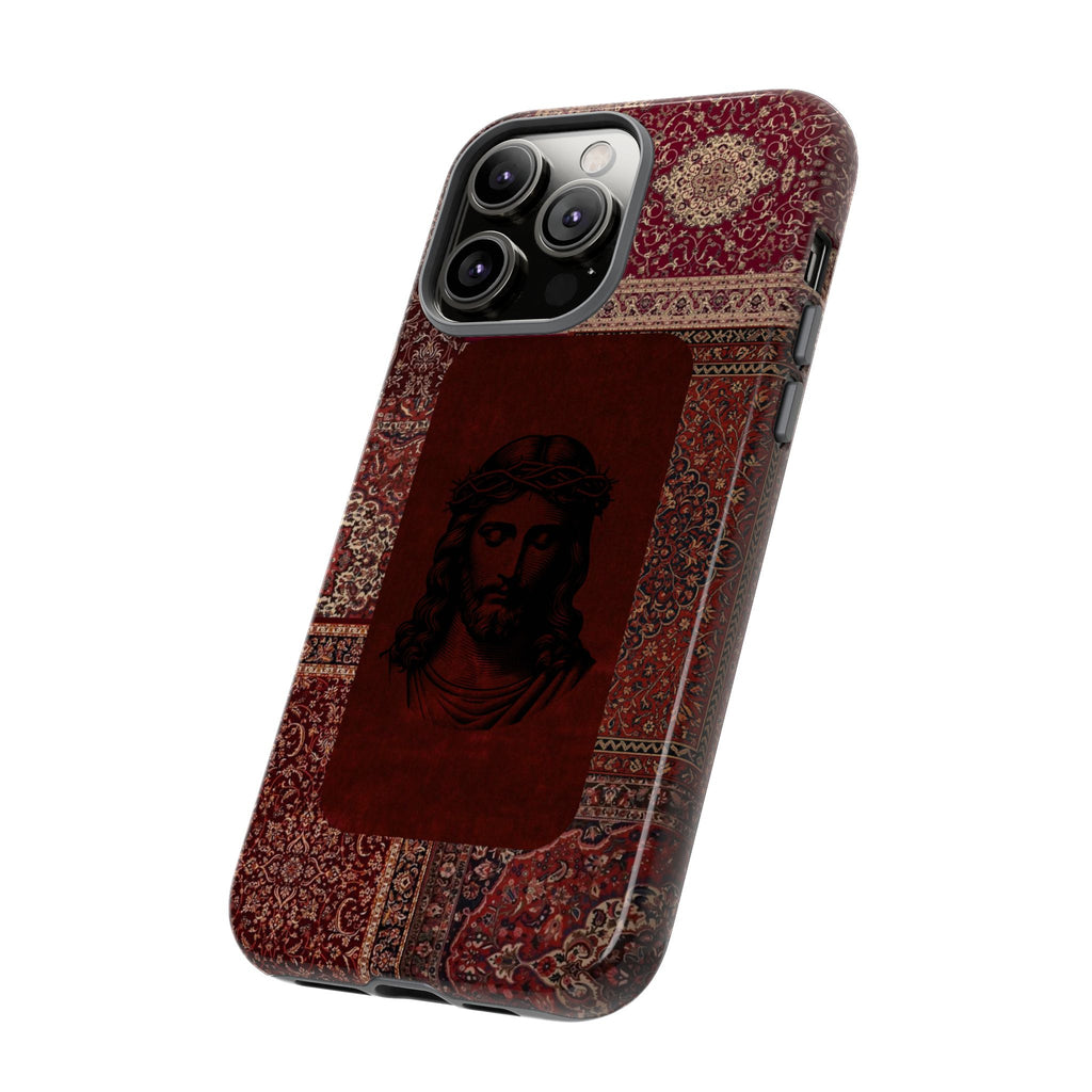 Religious Vintage Rug Phone Case — Jesus Portrait Tough Case