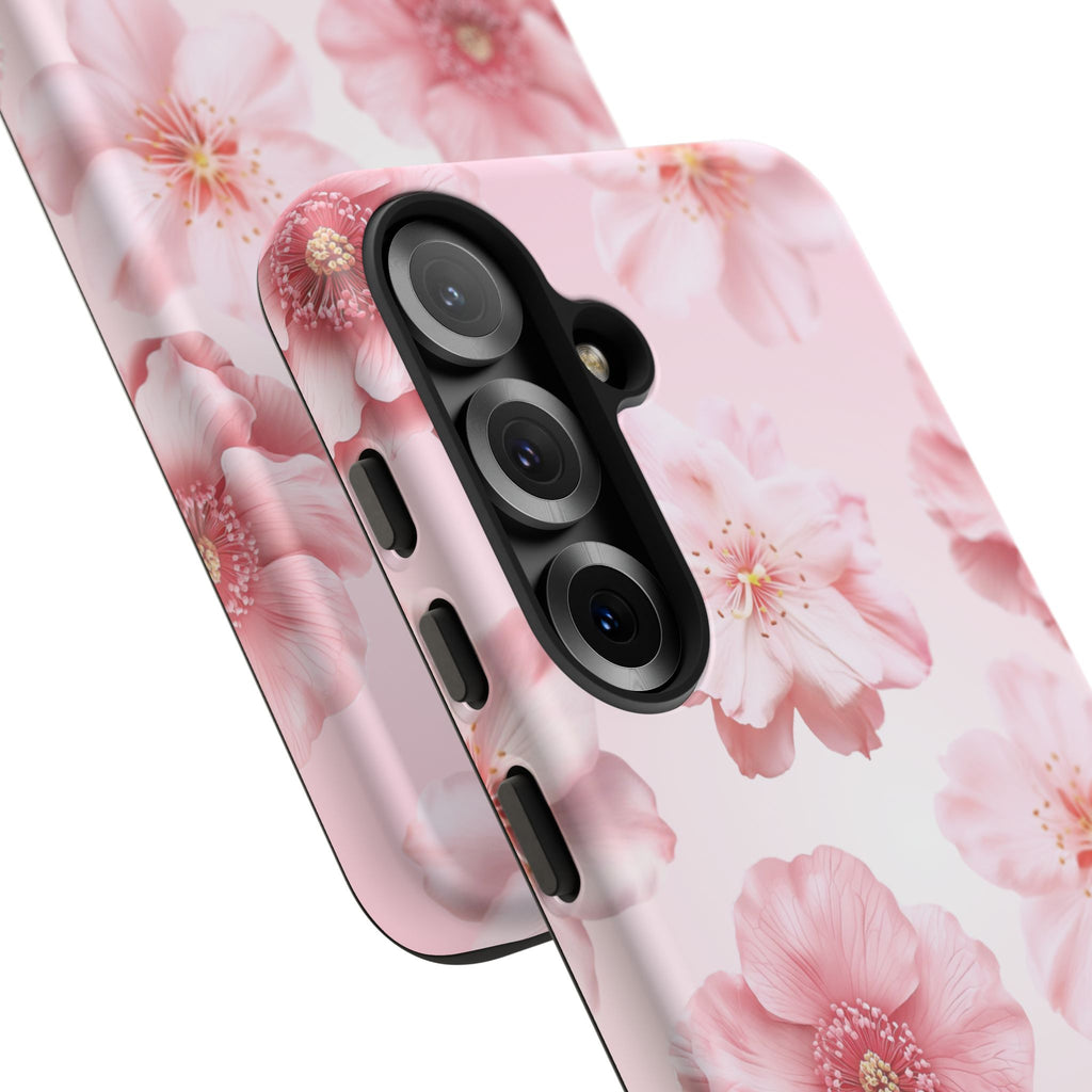 Pink Floral Tough Phone Case — Protective Sakura Blossom Design