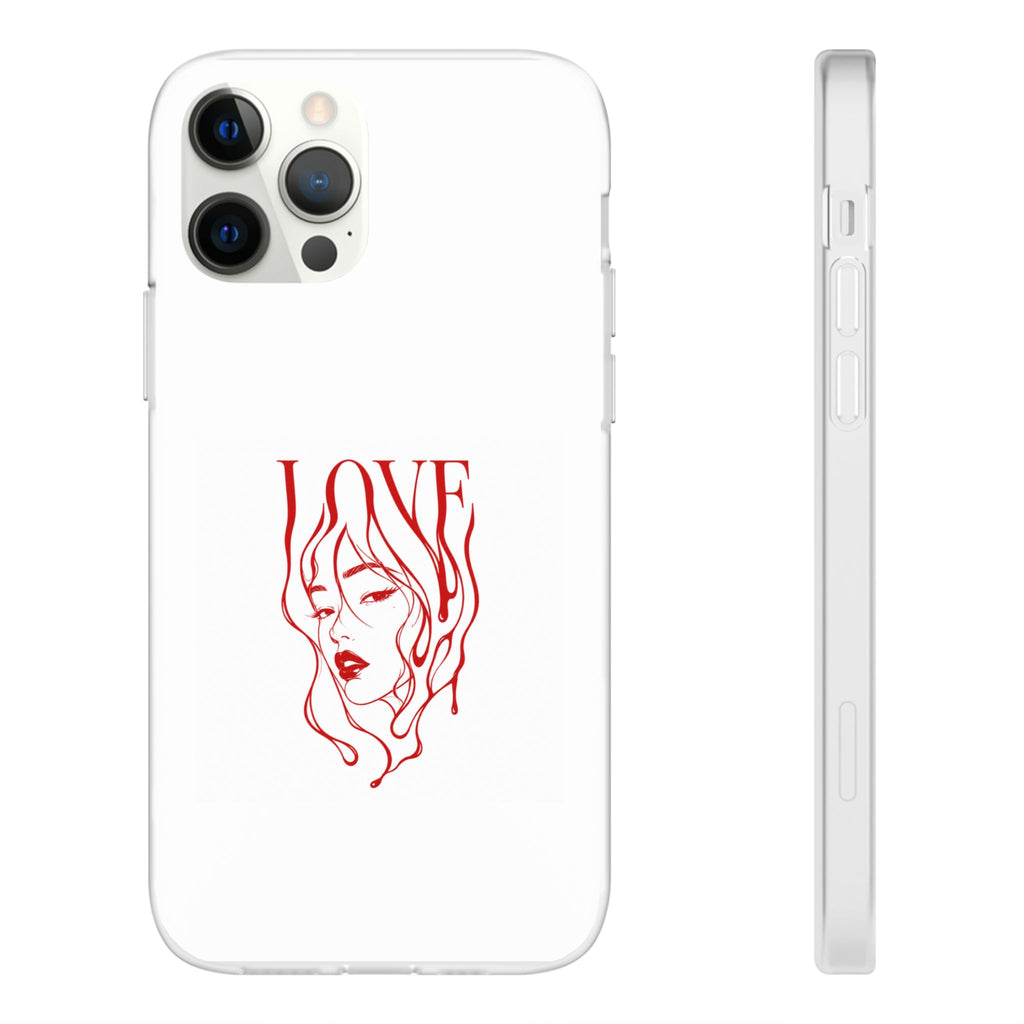 Red Line Art 'LOVE'  Face Design - Flexi Case