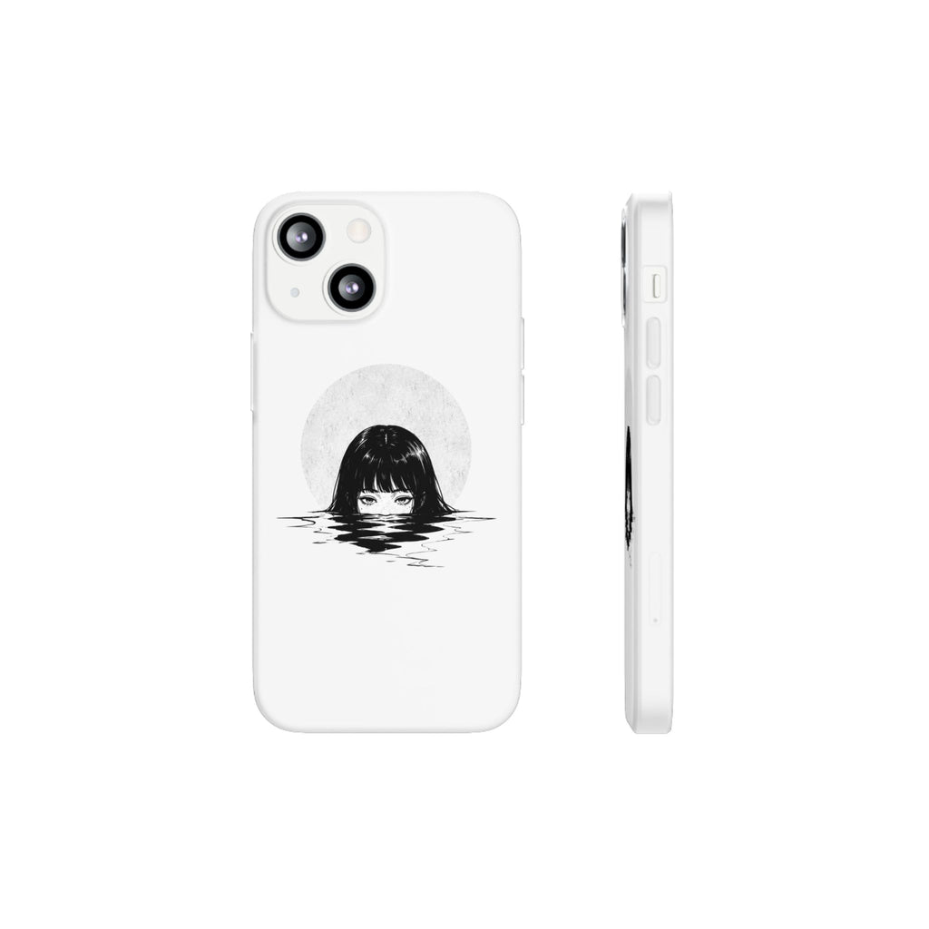 Minimalist Creepy Girl Moon Design