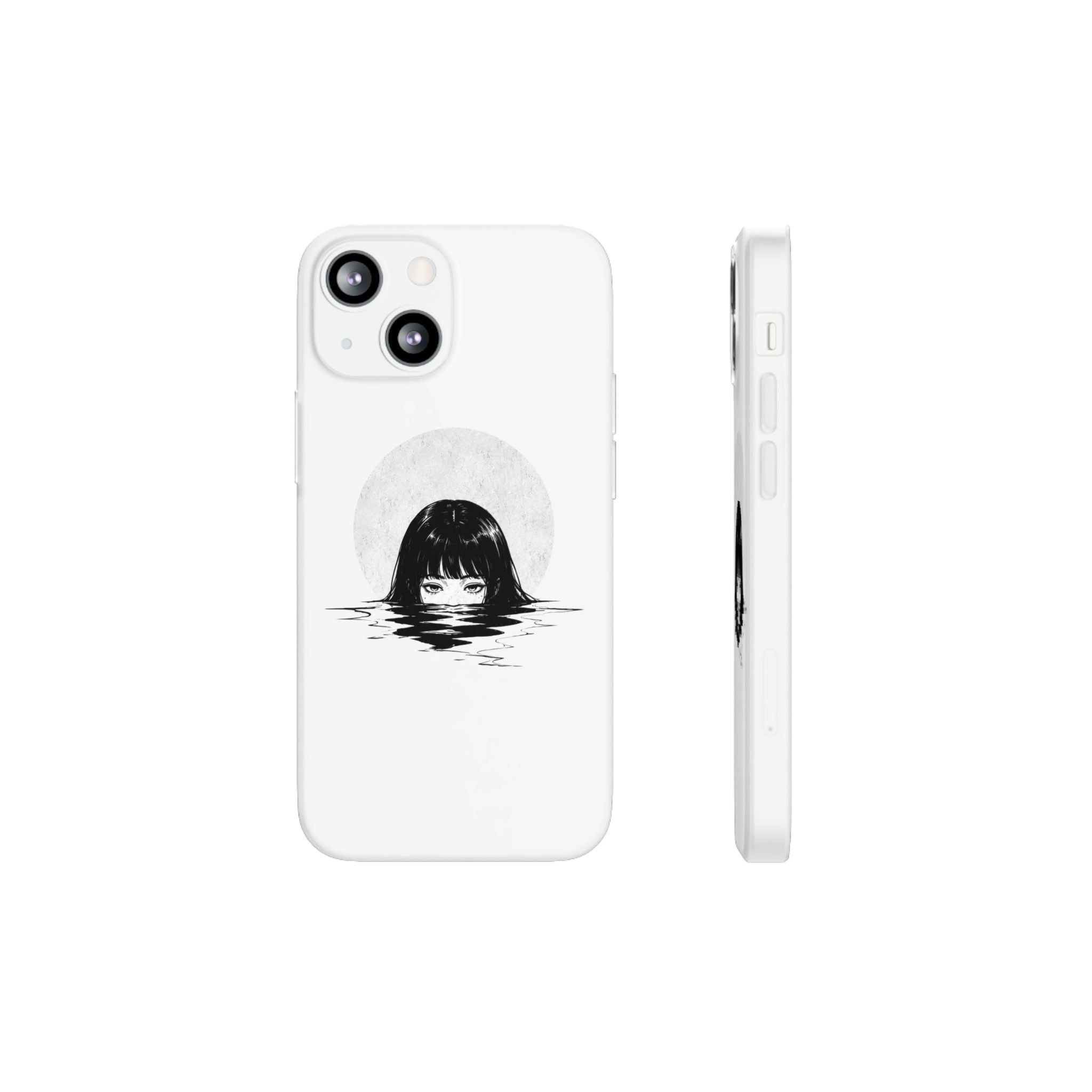 Minimalist Creepy Girl Moon Design