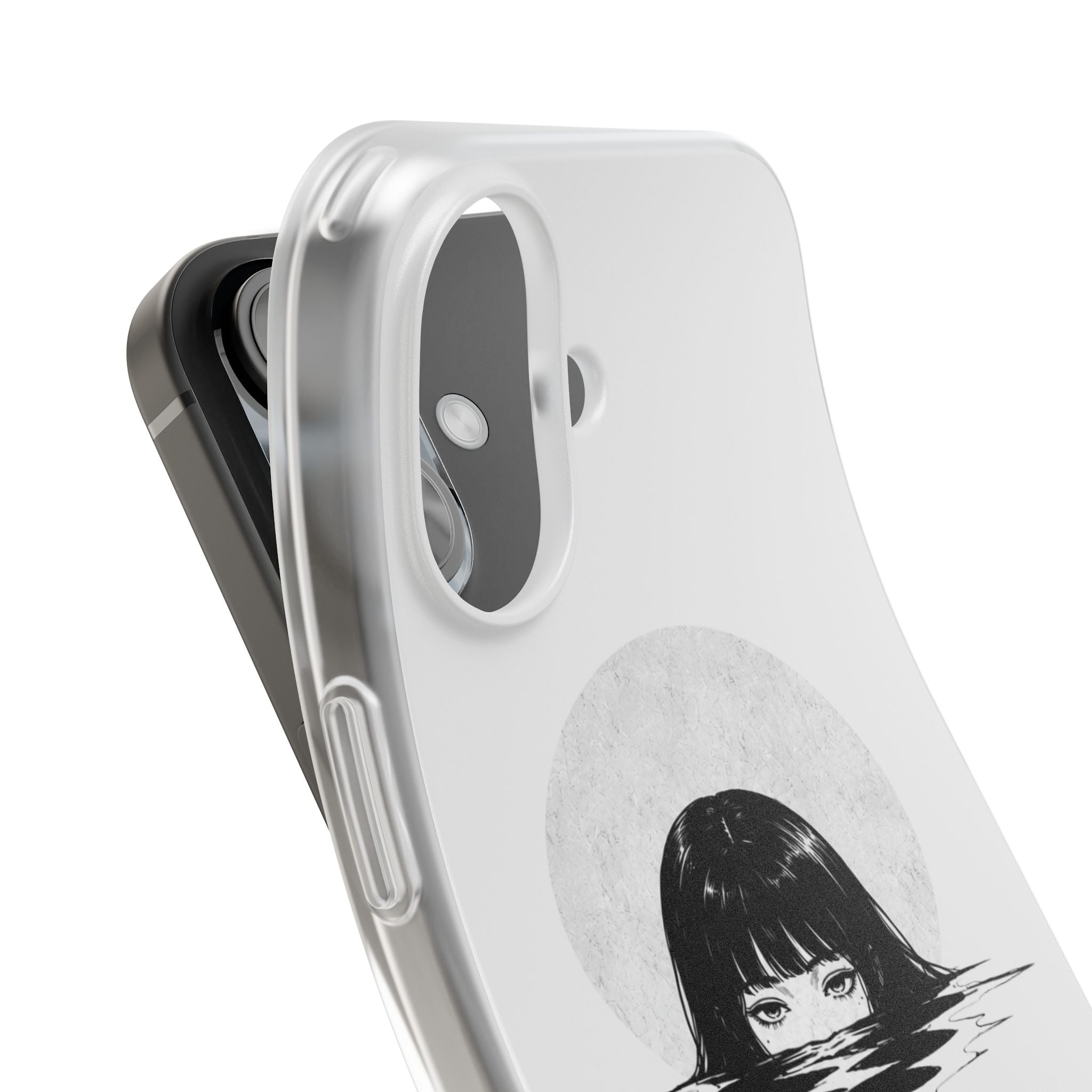 Minimalist Creepy Girl Moon Design