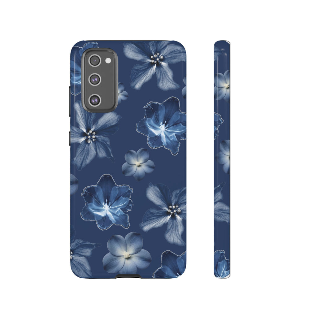 Navy Floral Tough Phone Case — Blue Bloom Protective Cover