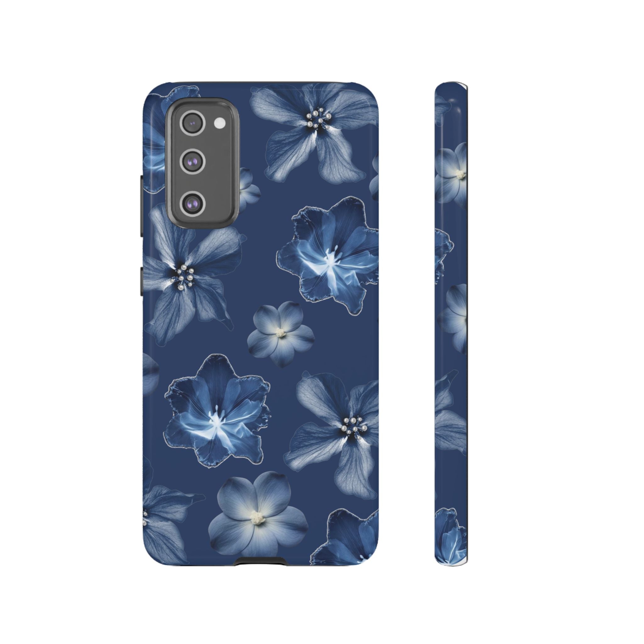 Navy Floral Tough Phone Case — Blue Bloom Protective Cover