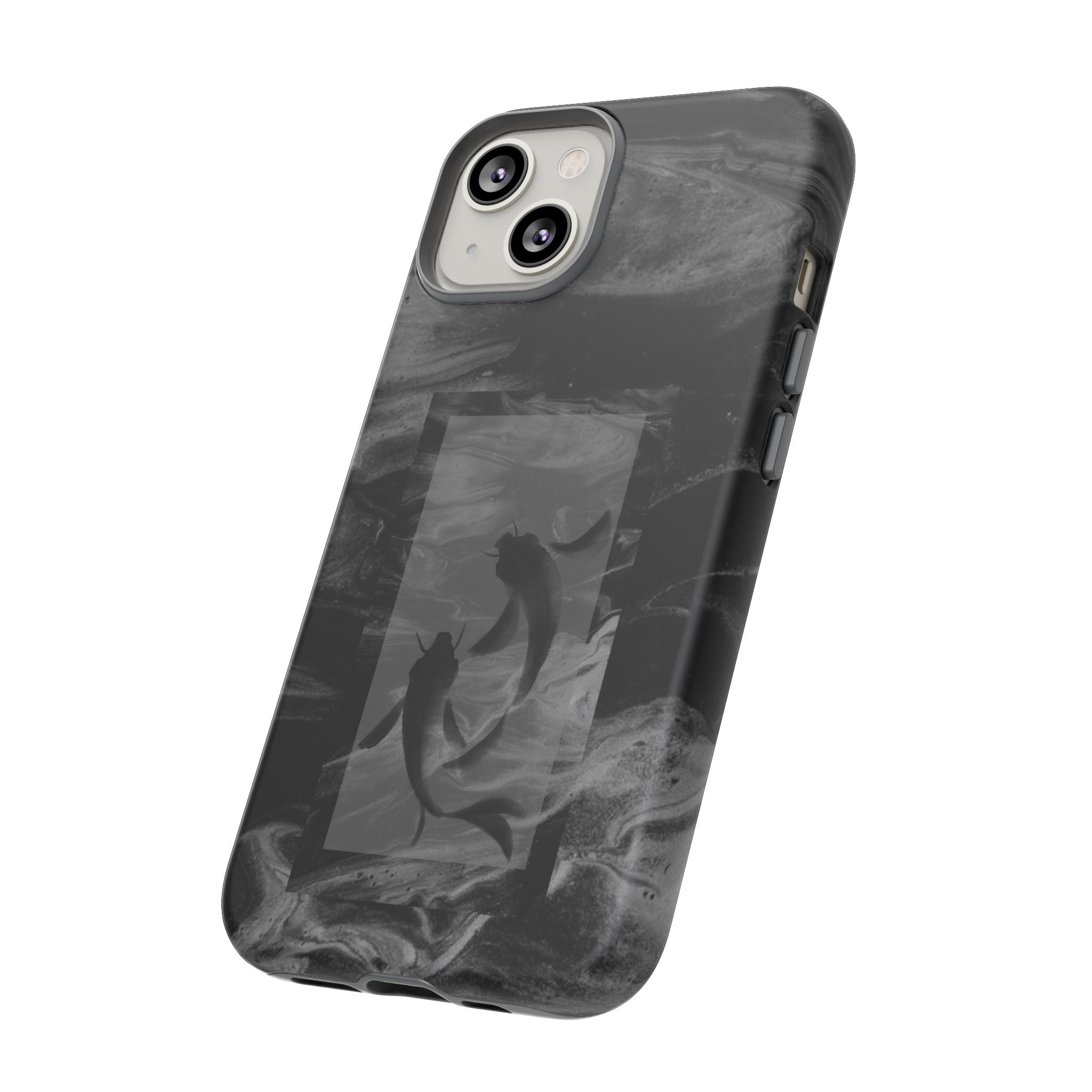 Koi Yin-Yang Marble Phone Case – Black Smoky Art Protection