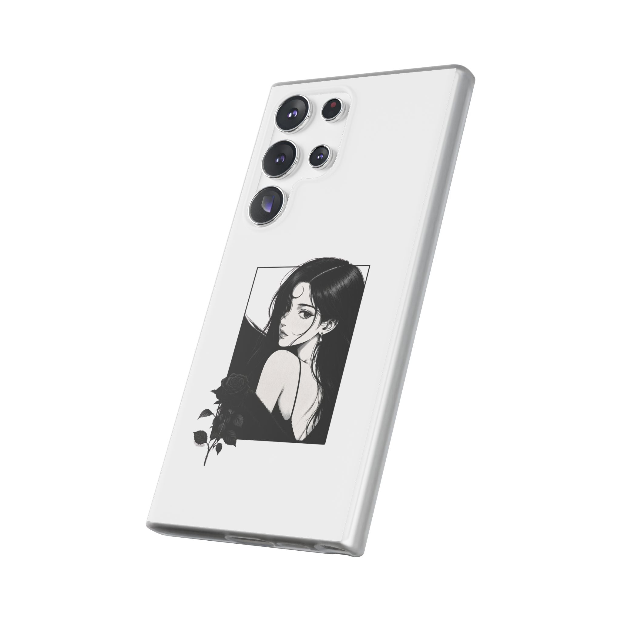 Anime Girl Noir Black Rose Illustration Flexi Case
