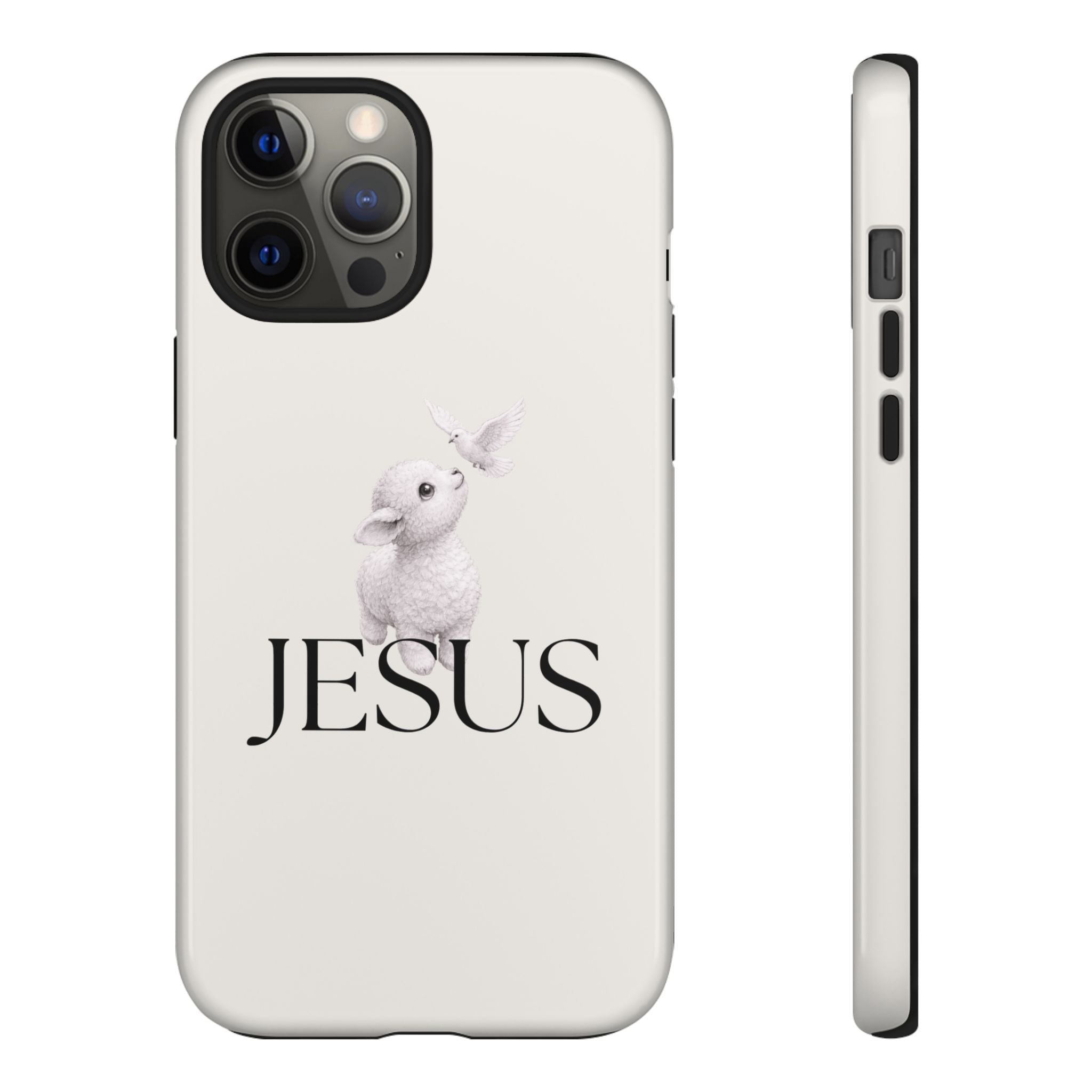 Jesus Lamb Phone Case - Christian Faith iPhone Case with Dove Design