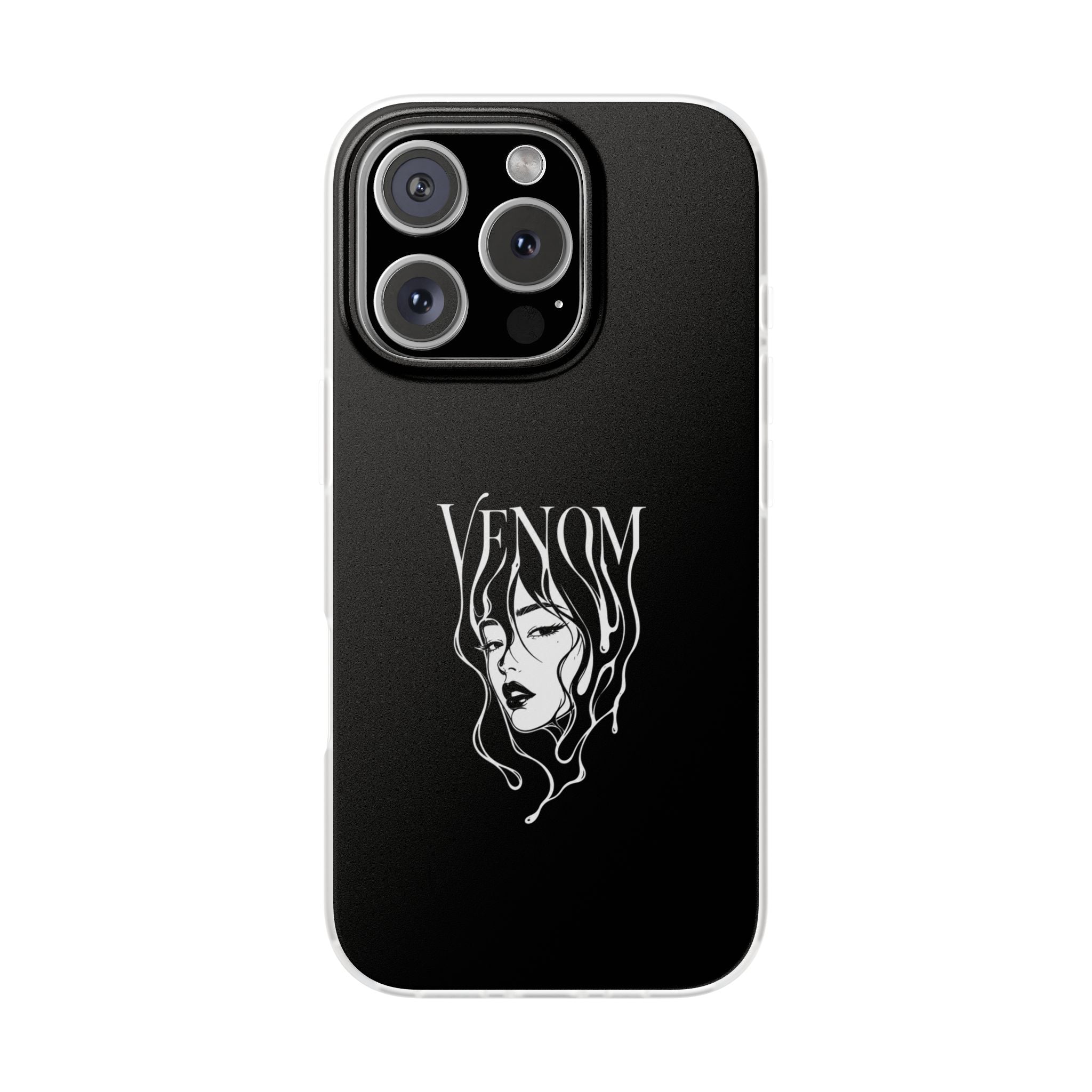 Venom Goth Phone Case — Black Protective Flexible Phone Case with Dark Femme Artwork