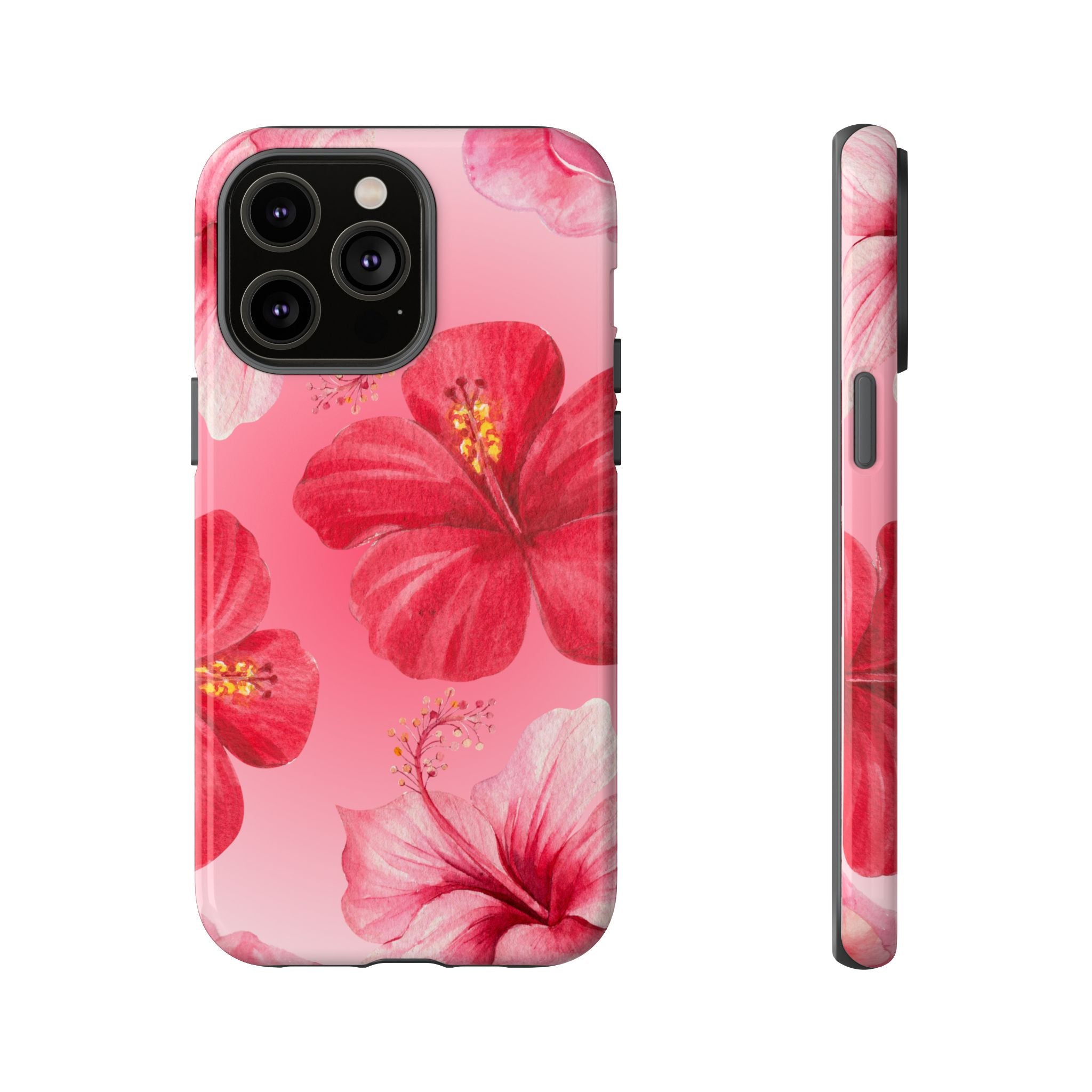 Hibiscus Pink Tough Phone Case — Floral Tropical Protective Cover