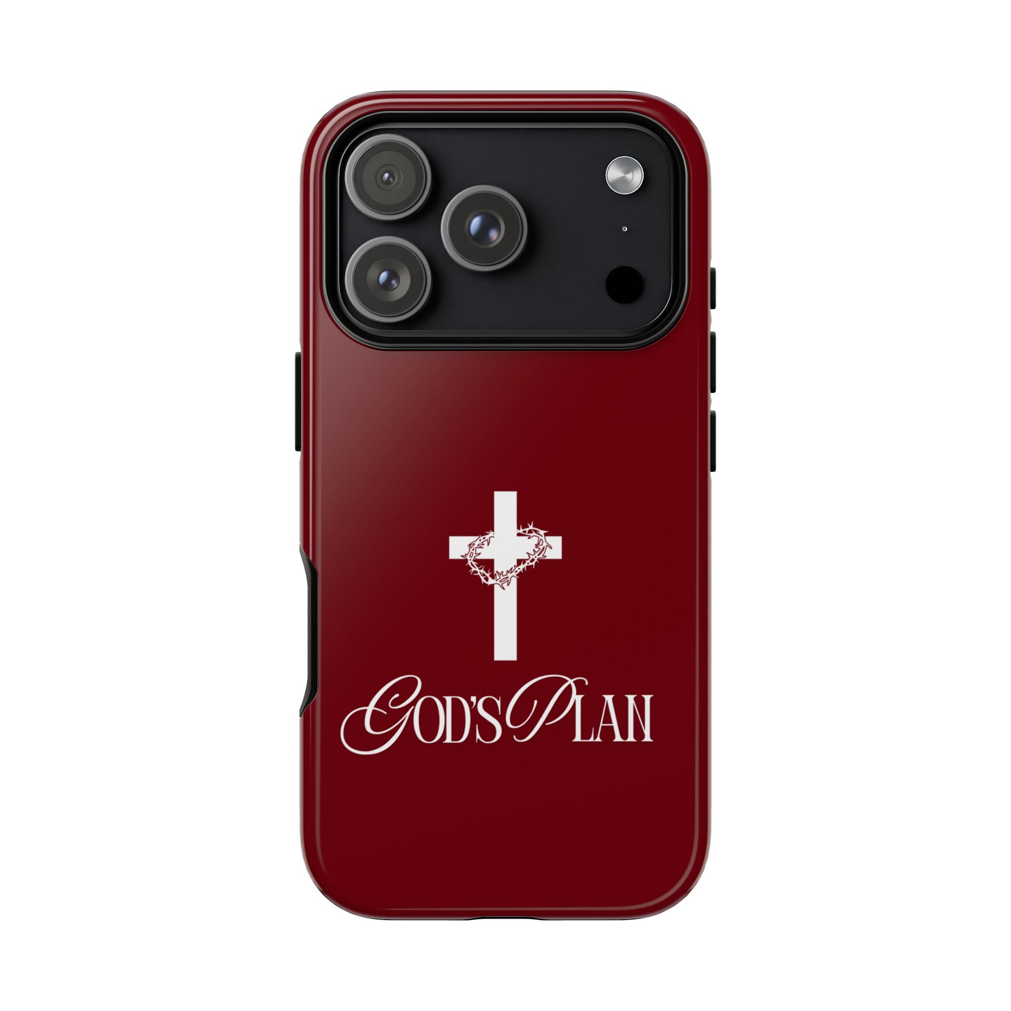 God's Plan — Christian Tough Phone Case | Cross Faith Burgundy Cover