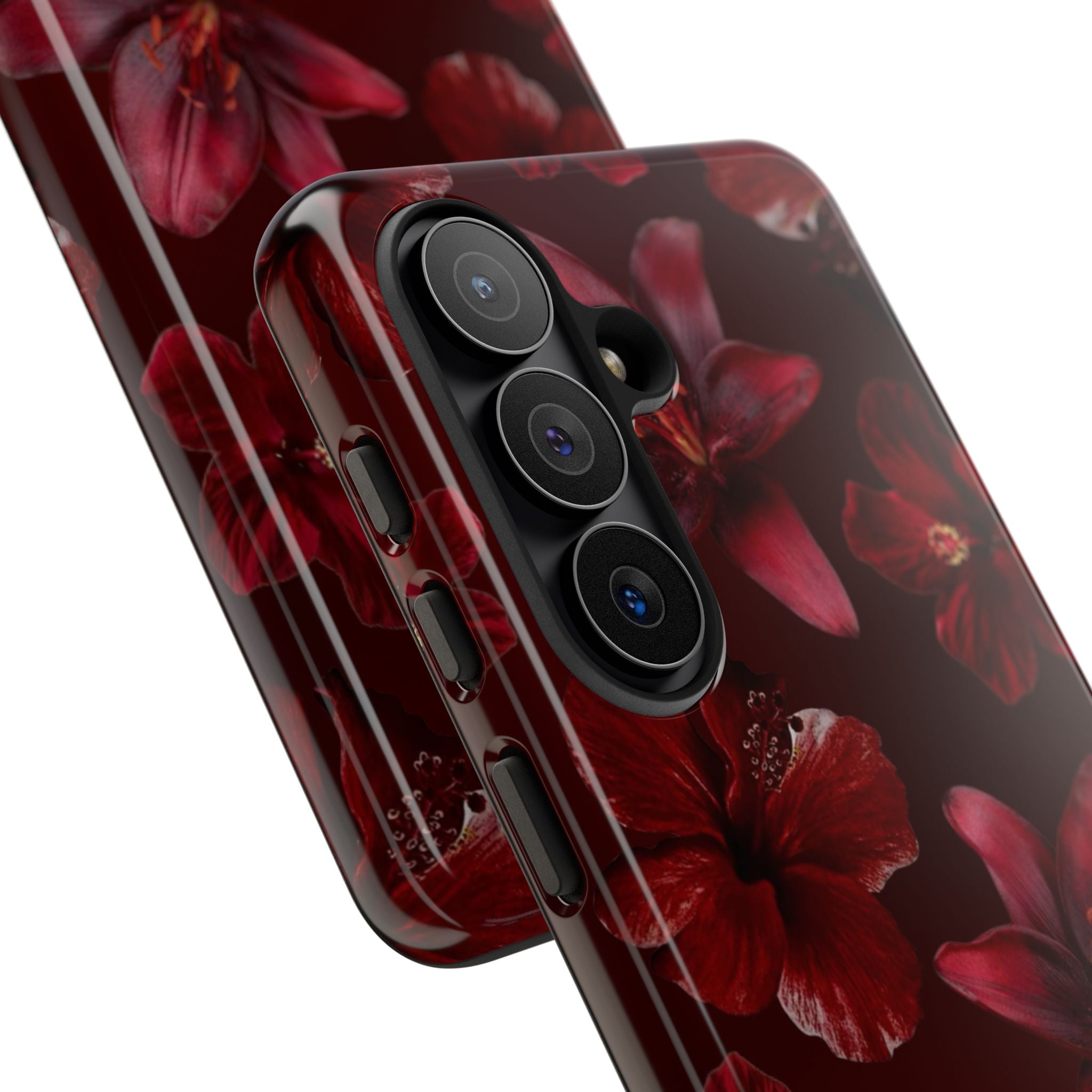 Tough Cases - Dark Red Floral Phone Case