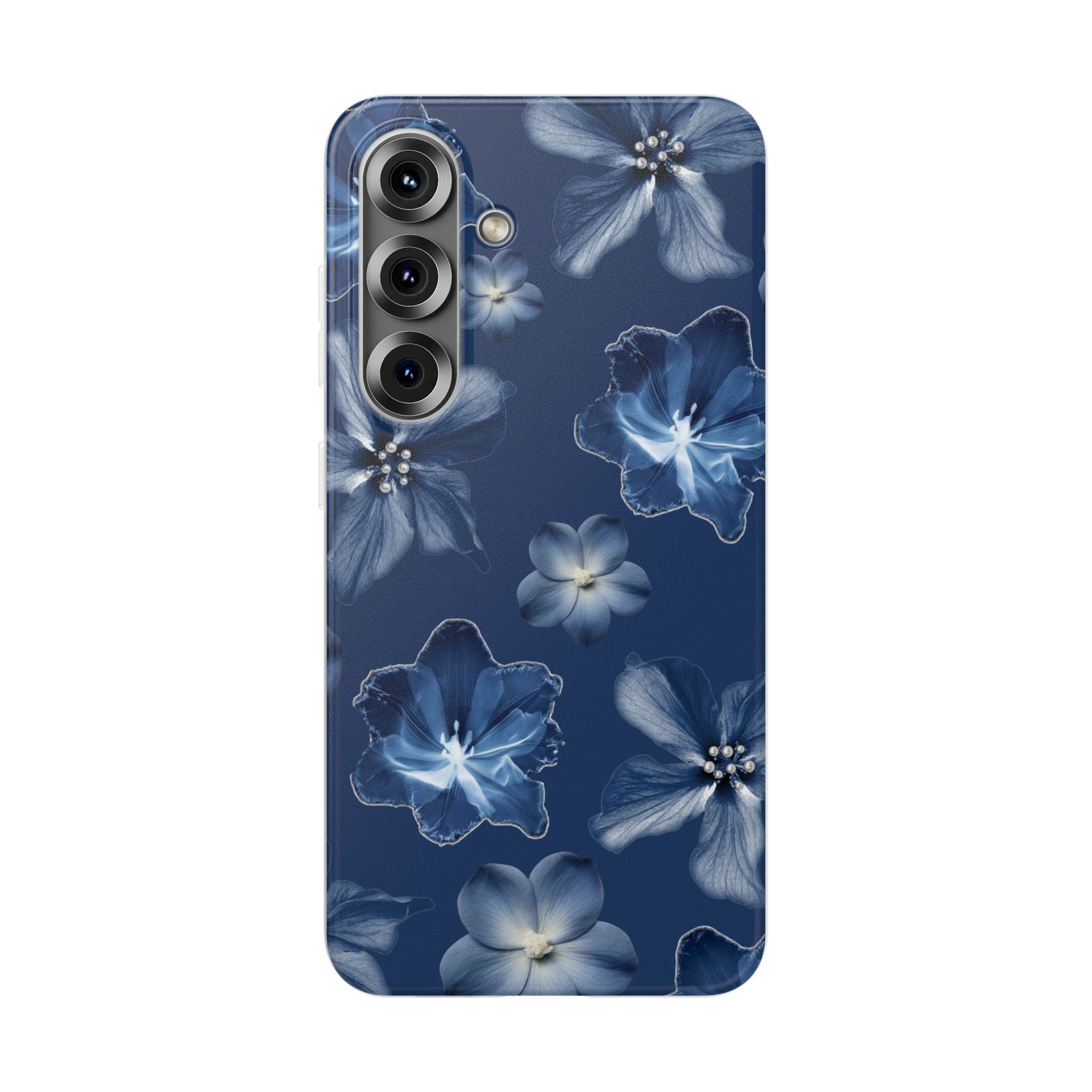 Floral Blue Phone Case — Navy Watercolor Blossom Flexi Case