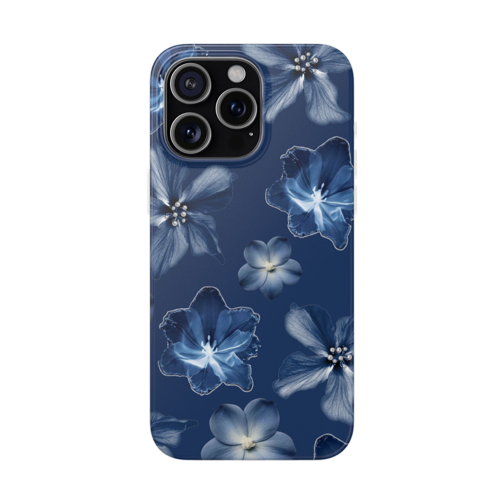 Floral Blue Phone Case — Navy Watercolor Blossom Flexi Case