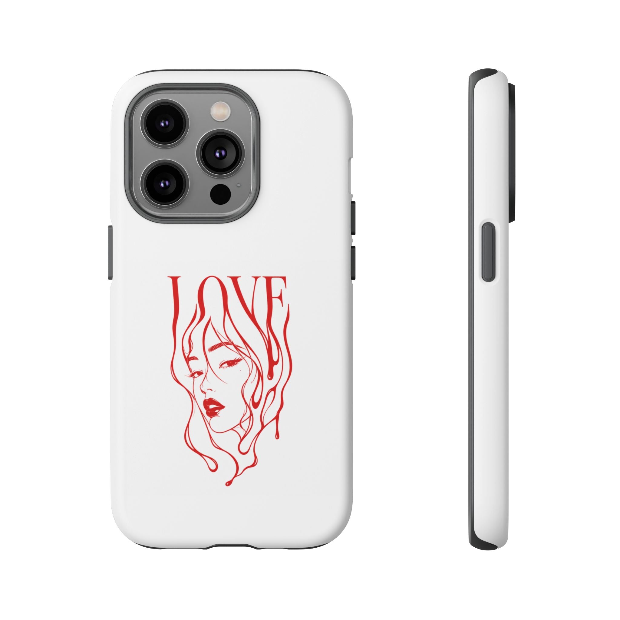 Red Line Art 'Love' Face Design - Tough Case