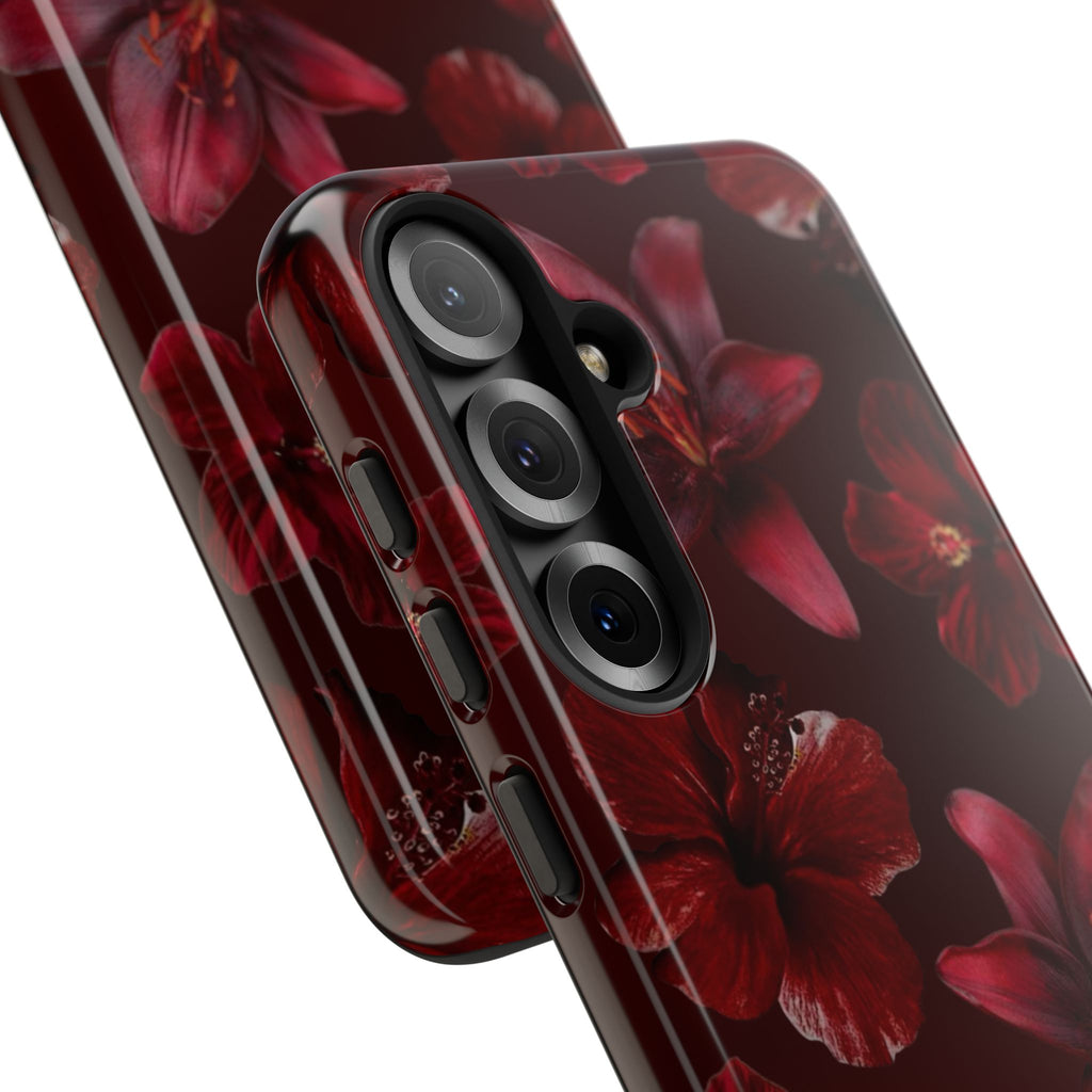 Tough Cases - Dark Red Floral Phone Case