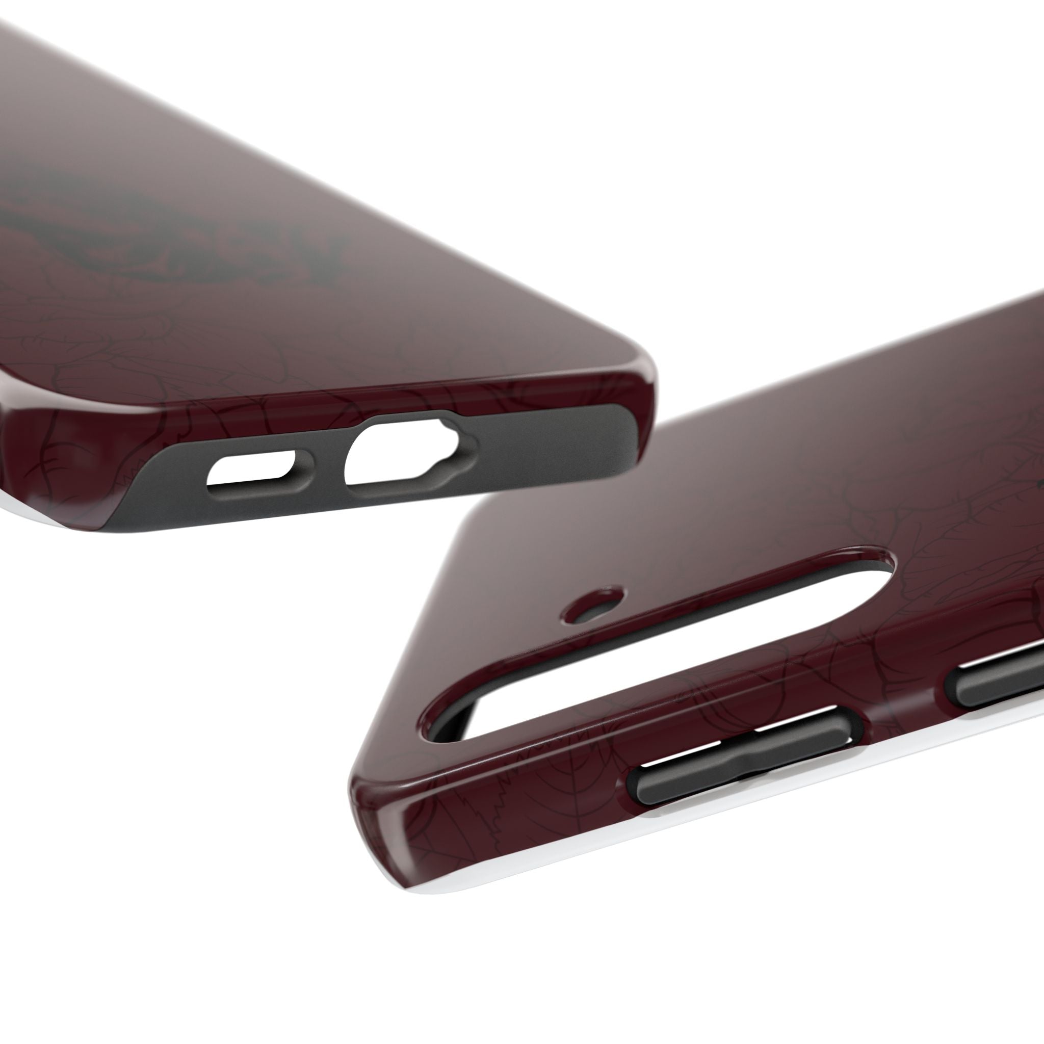 Burgundy Praying Hands Tough Phone Case – Floral Background, Religious Protective Cover