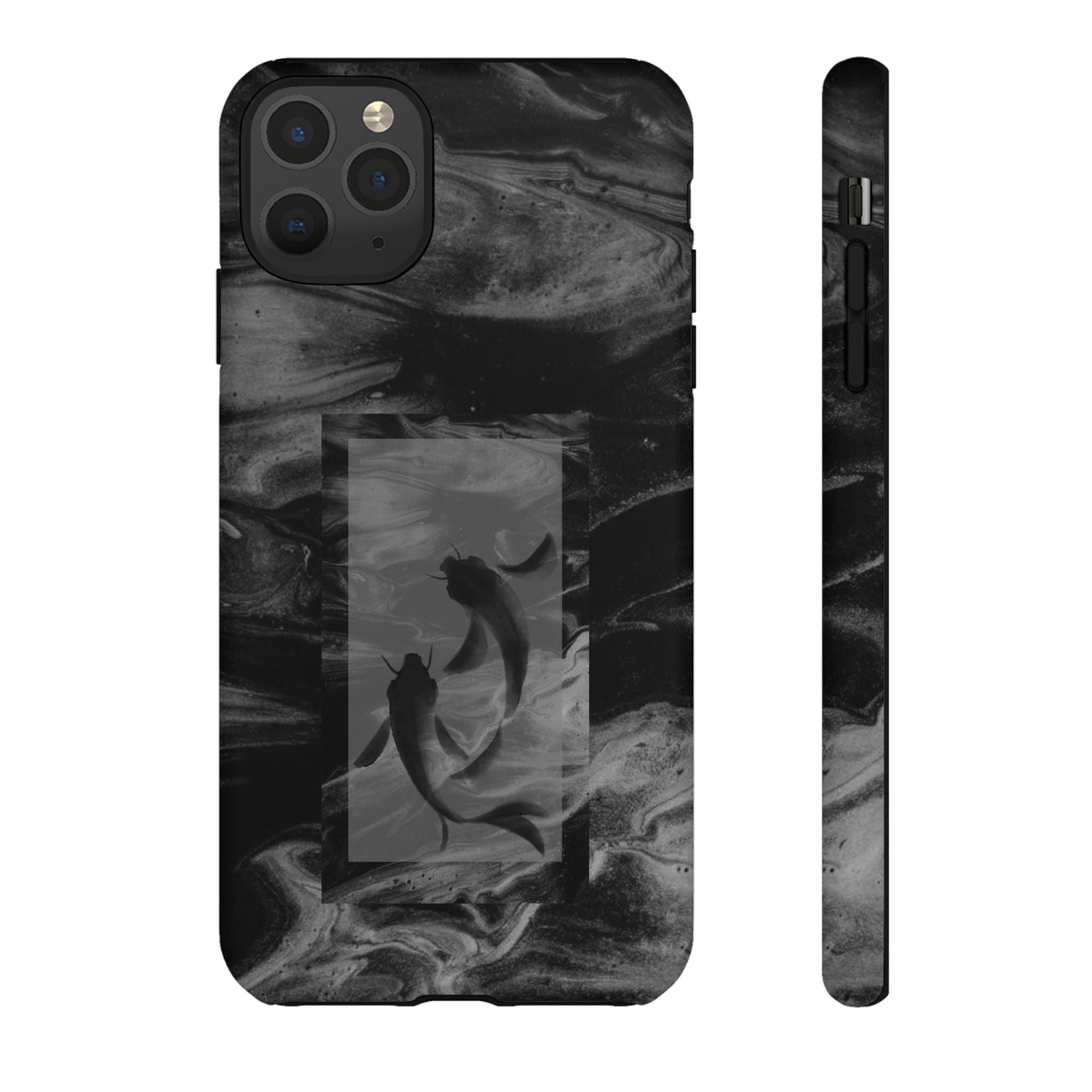 Koi Yin-Yang Marble Phone Case – Black Smoky Art Protection