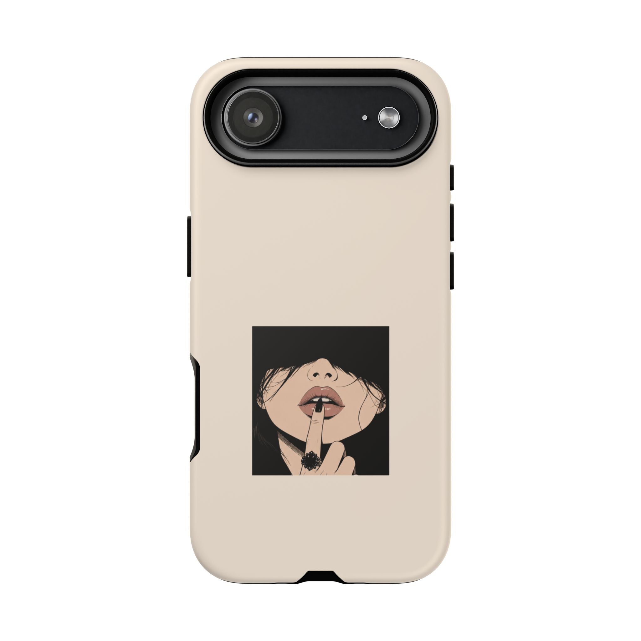 Minimal Anime Girl Shh Design, Edgy Aesthetic Protective Cover