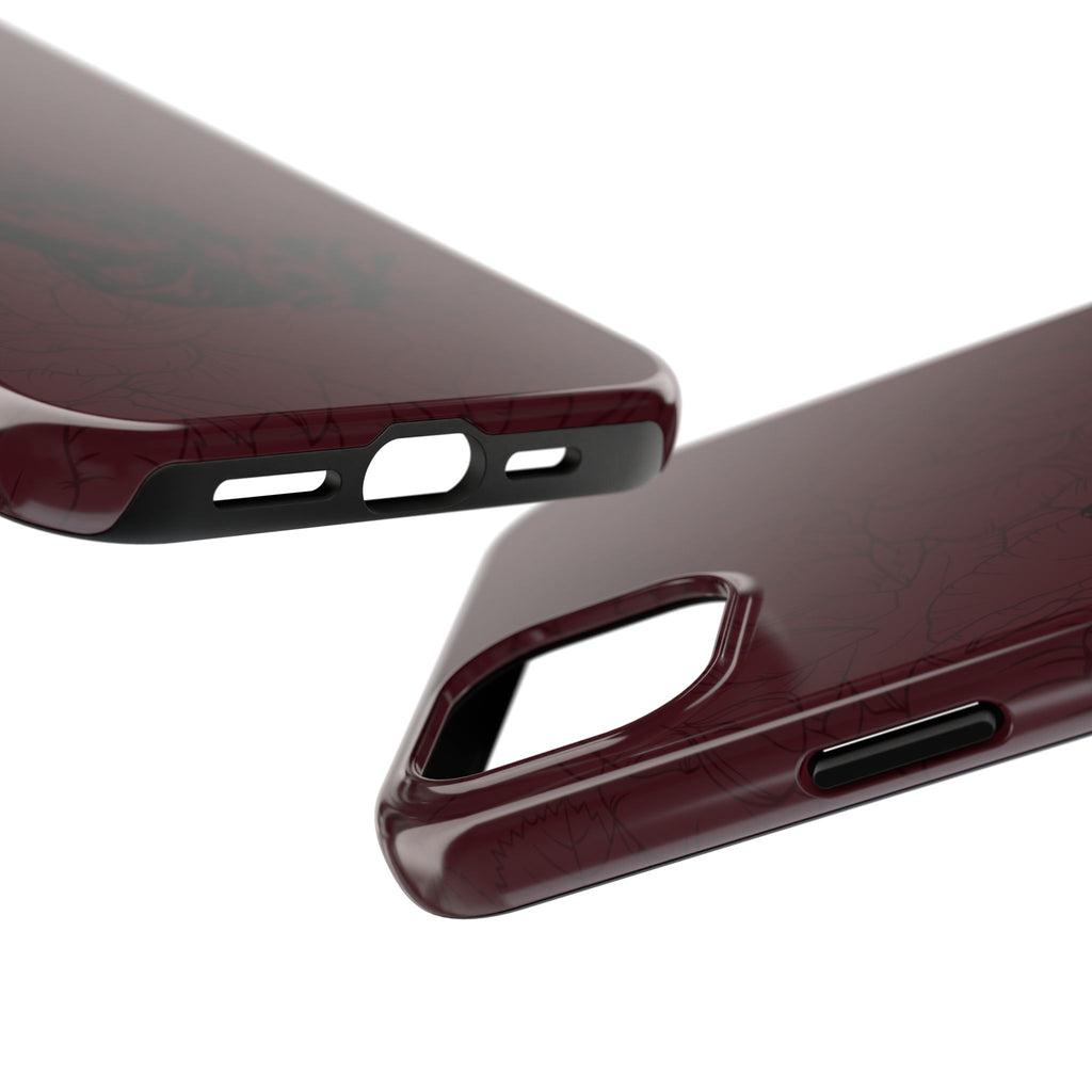 Burgundy Praying Hands Tough Phone Case – Floral Background, Religious Protective Cover