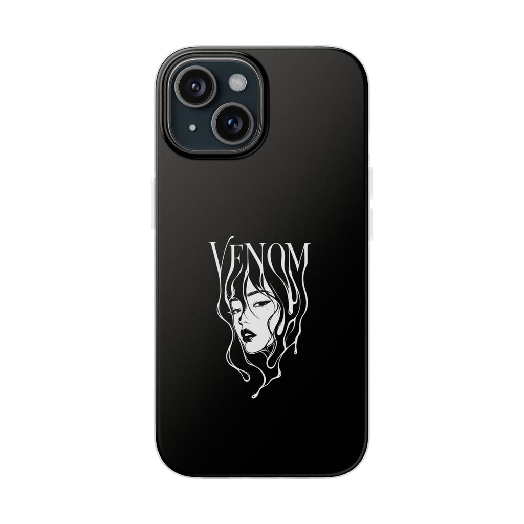 Venom Goth Phone Case — Black Protective Flexible Phone Case with Dark Femme Artwork