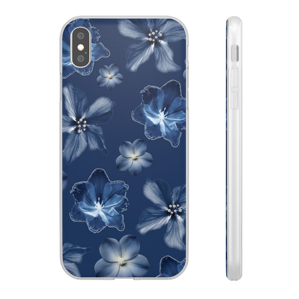 Floral Blue Phone Case — Navy Watercolor Blossom Flexi Case