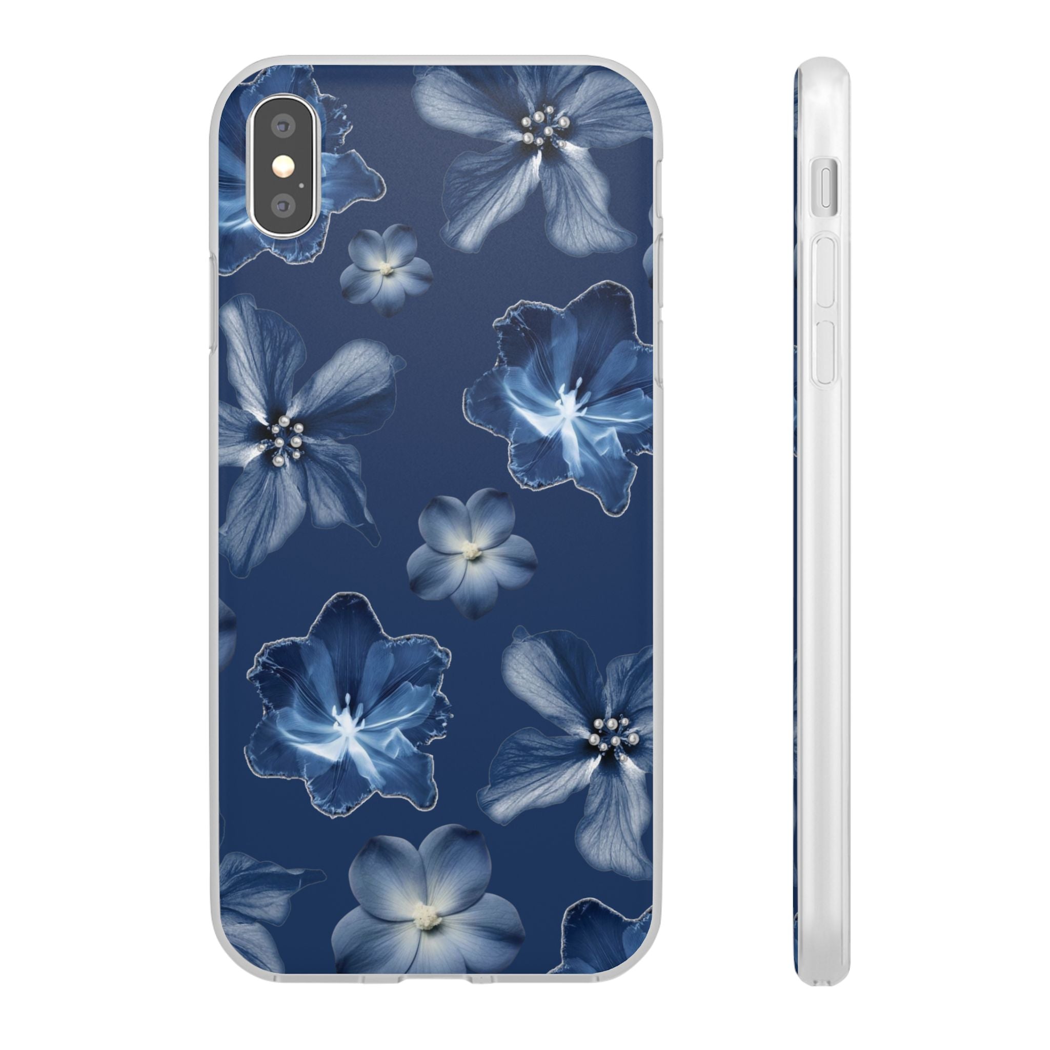Floral Blue Phone Case — Navy Watercolor Blossom Flexi Case