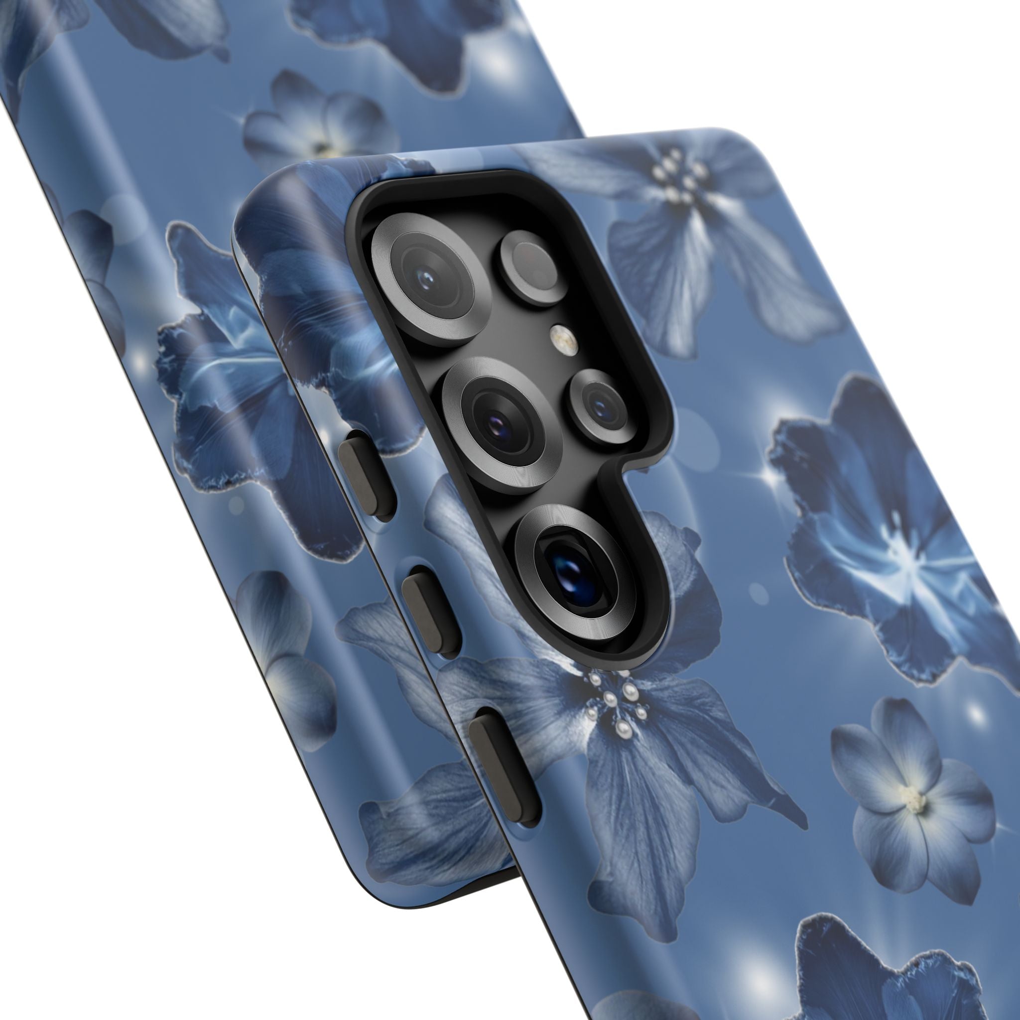 Blue Floral Tough Phone Case — Protective Blossom Design
