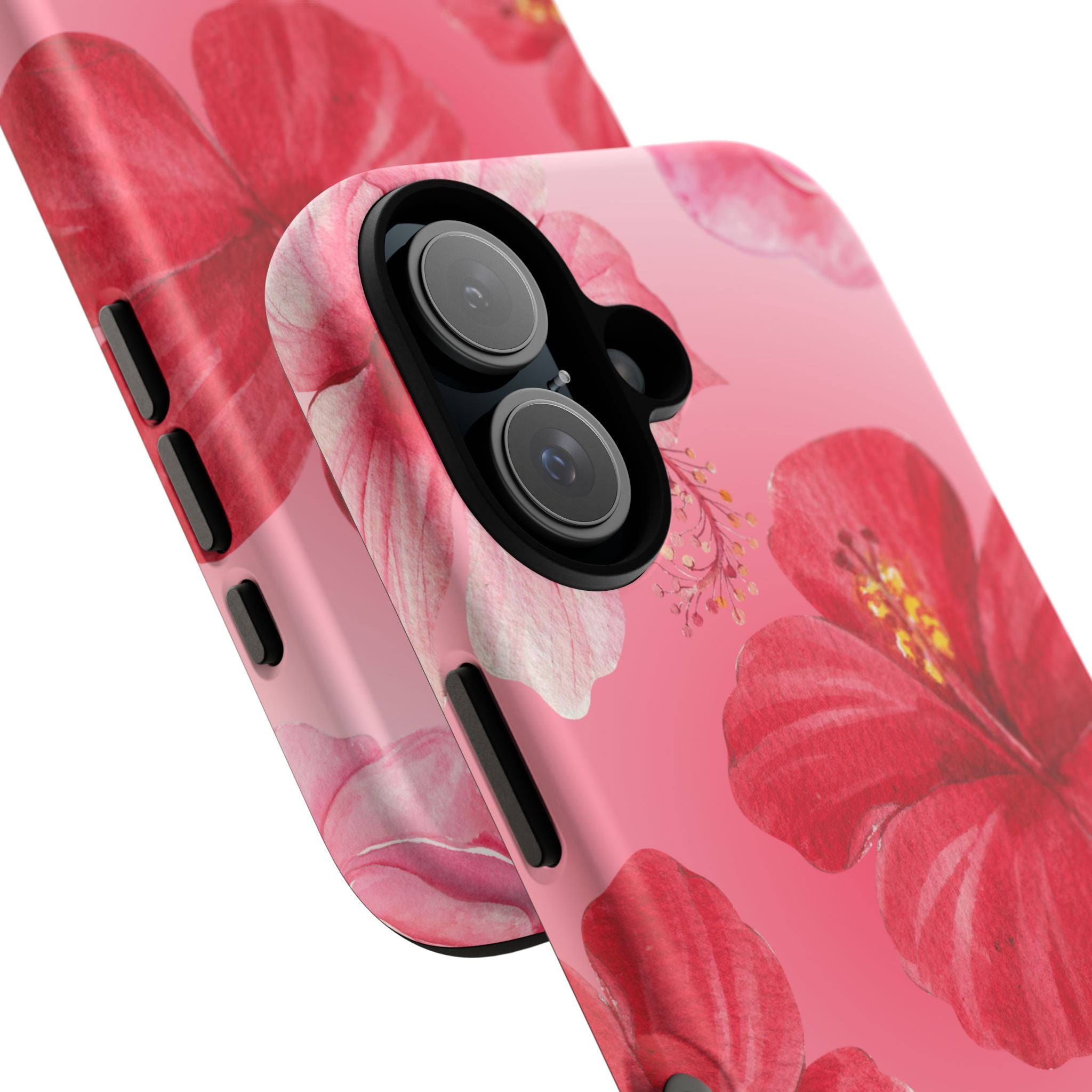 Hibiscus Pink Tough Phone Case — Floral Tropical Protective Cover