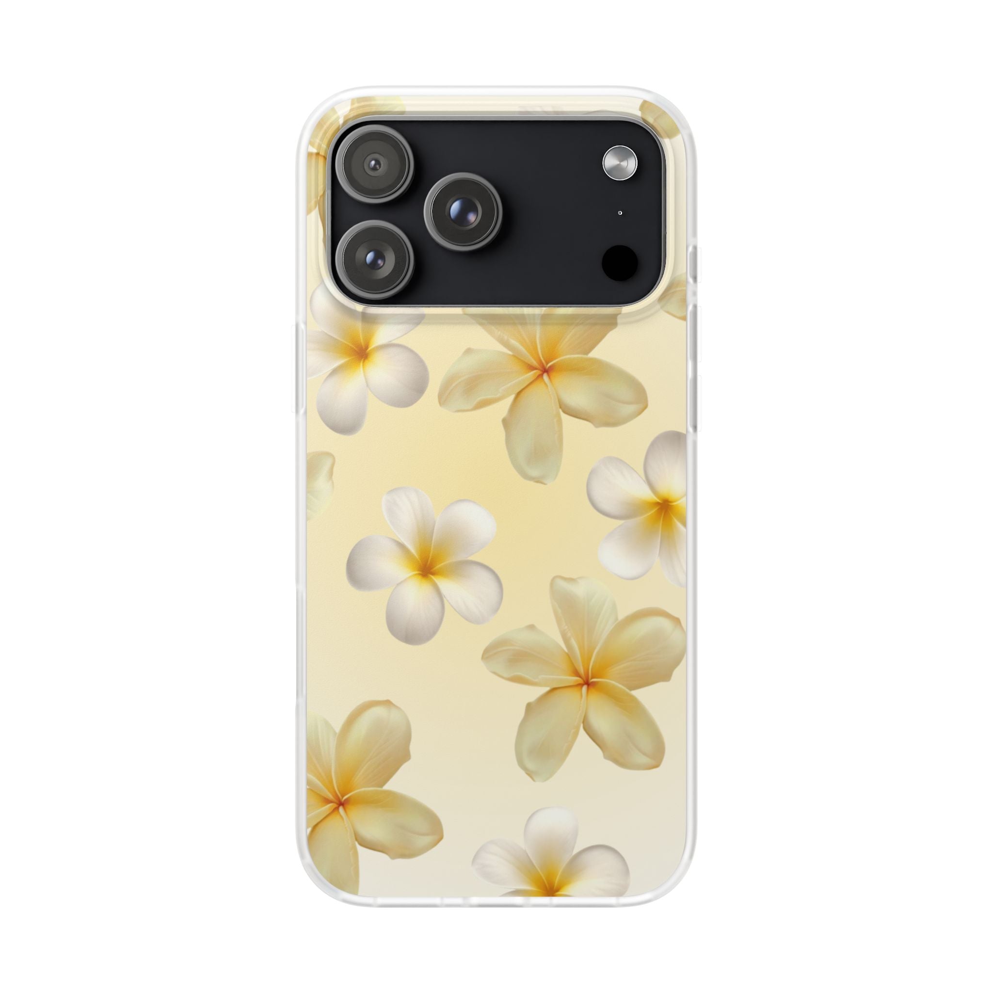 Plumeria Floral Flexi Phone Case — Tropical Yellow Flower Protective Cover