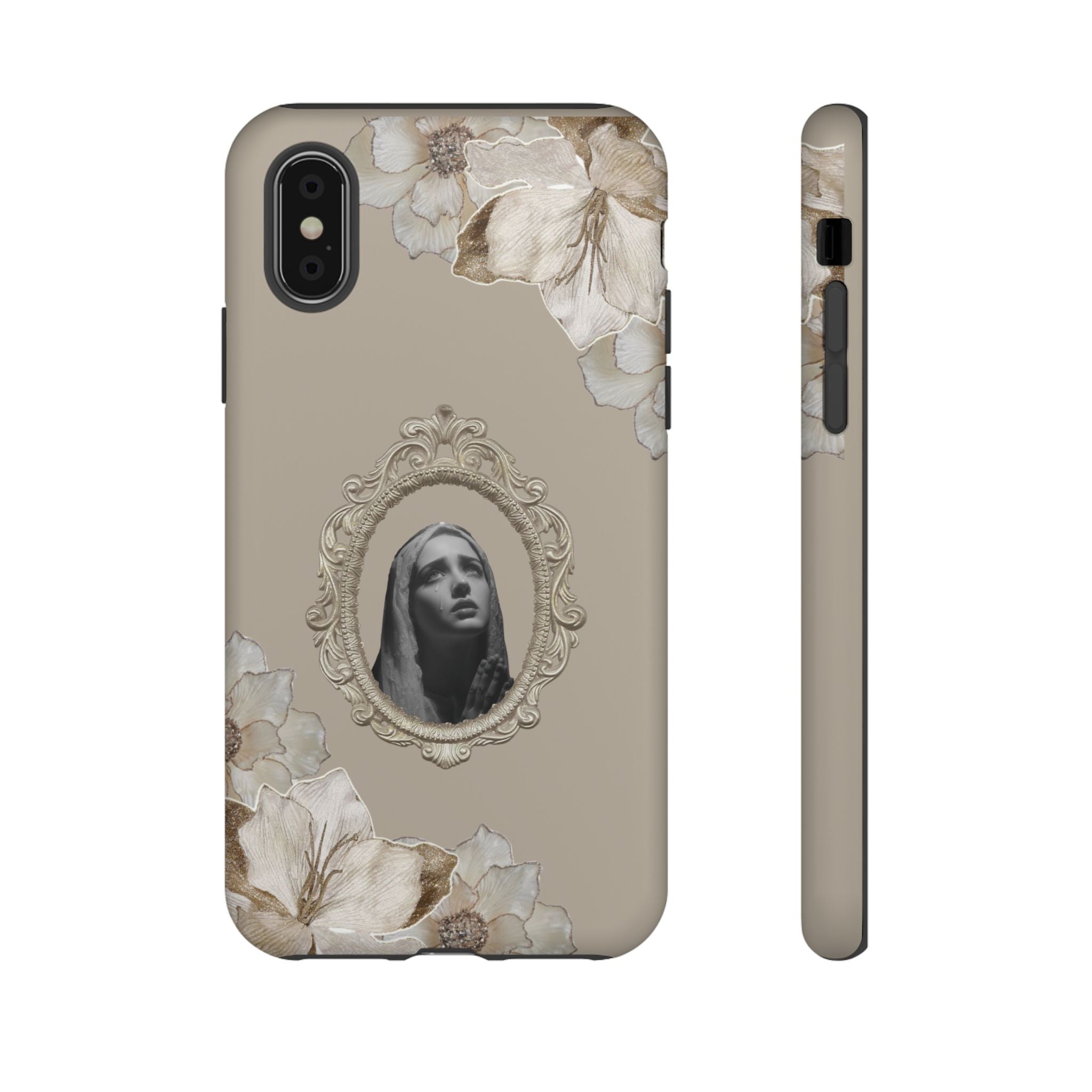 Vintage Floral Phone Case with Sacred Madonna Portrait