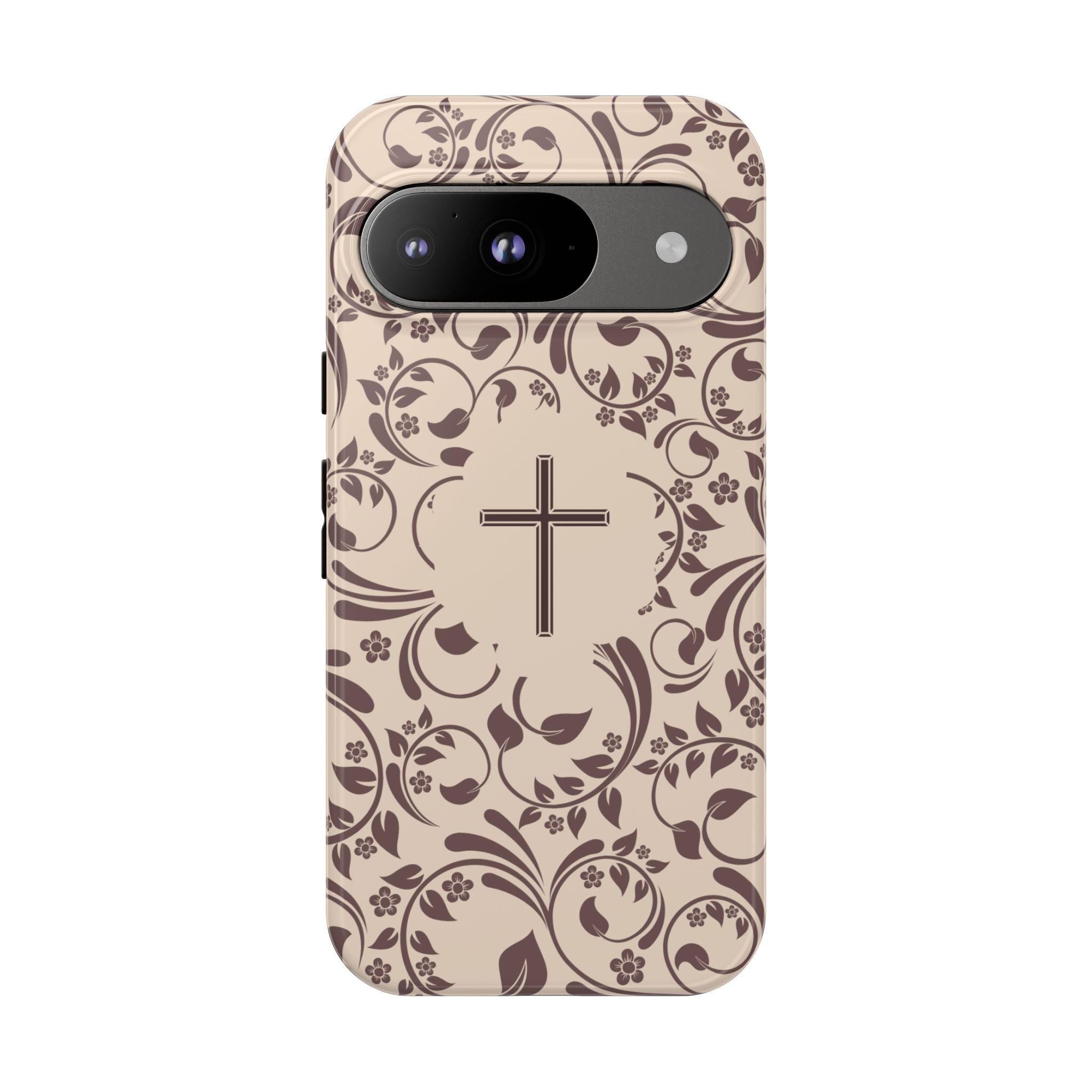 Christian Cross Floral Phone Case — Elegant Religious Protective Cover