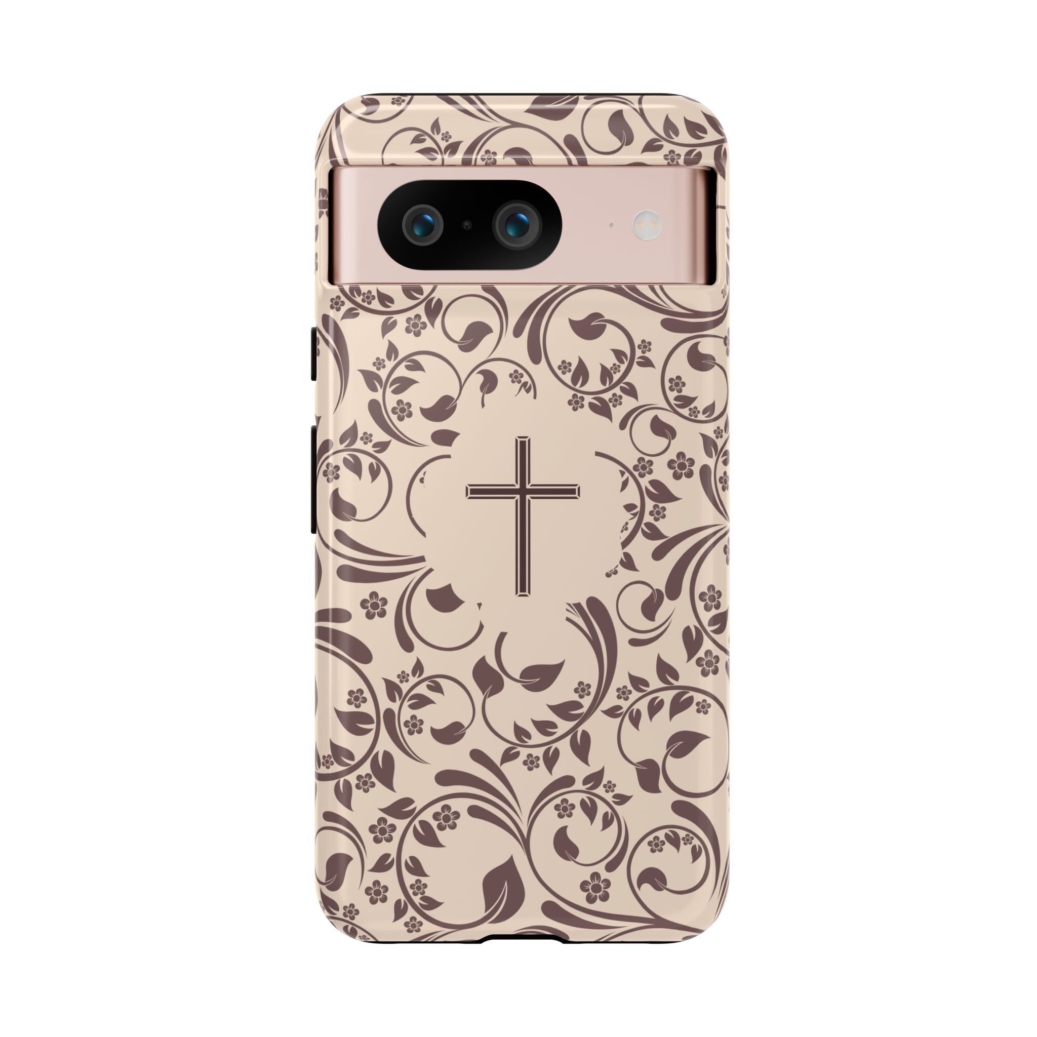 Christian Cross Floral Phone Case — Elegant Religious Protective Cover