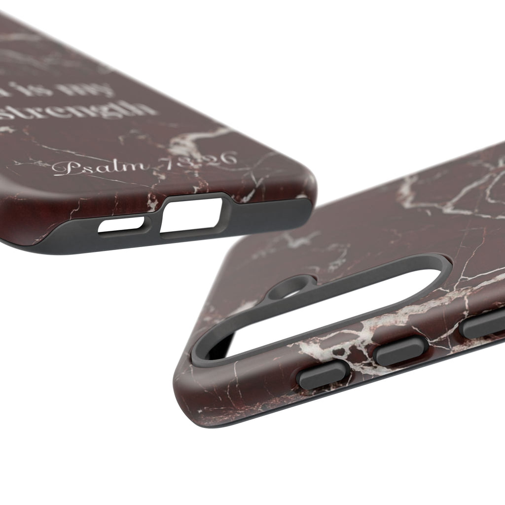 God Is My Strength — Psalm 73:26 Christian Tough Phone Case | Marble Faith Cover