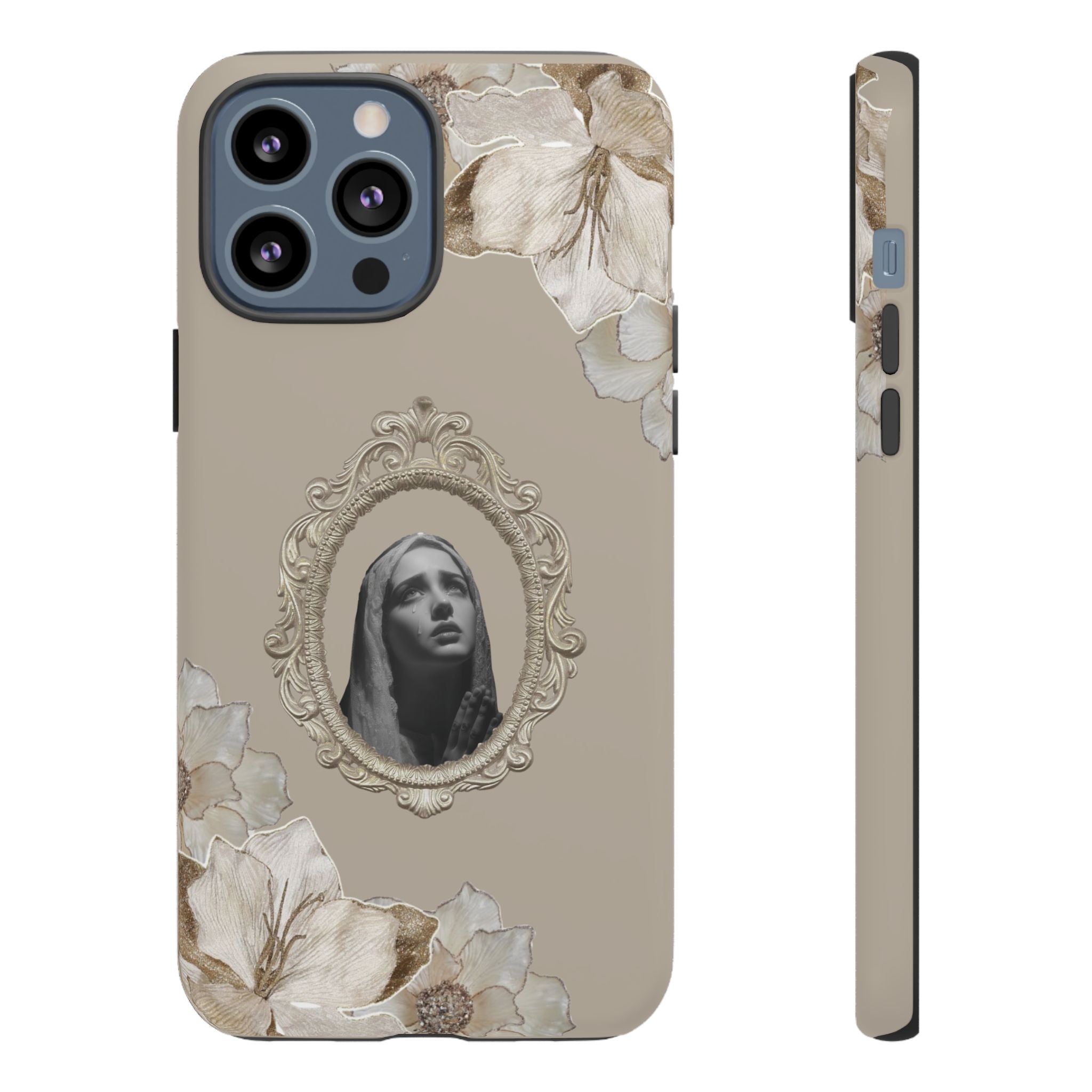 Vintage Floral Phone Case with Sacred Madonna Portrait