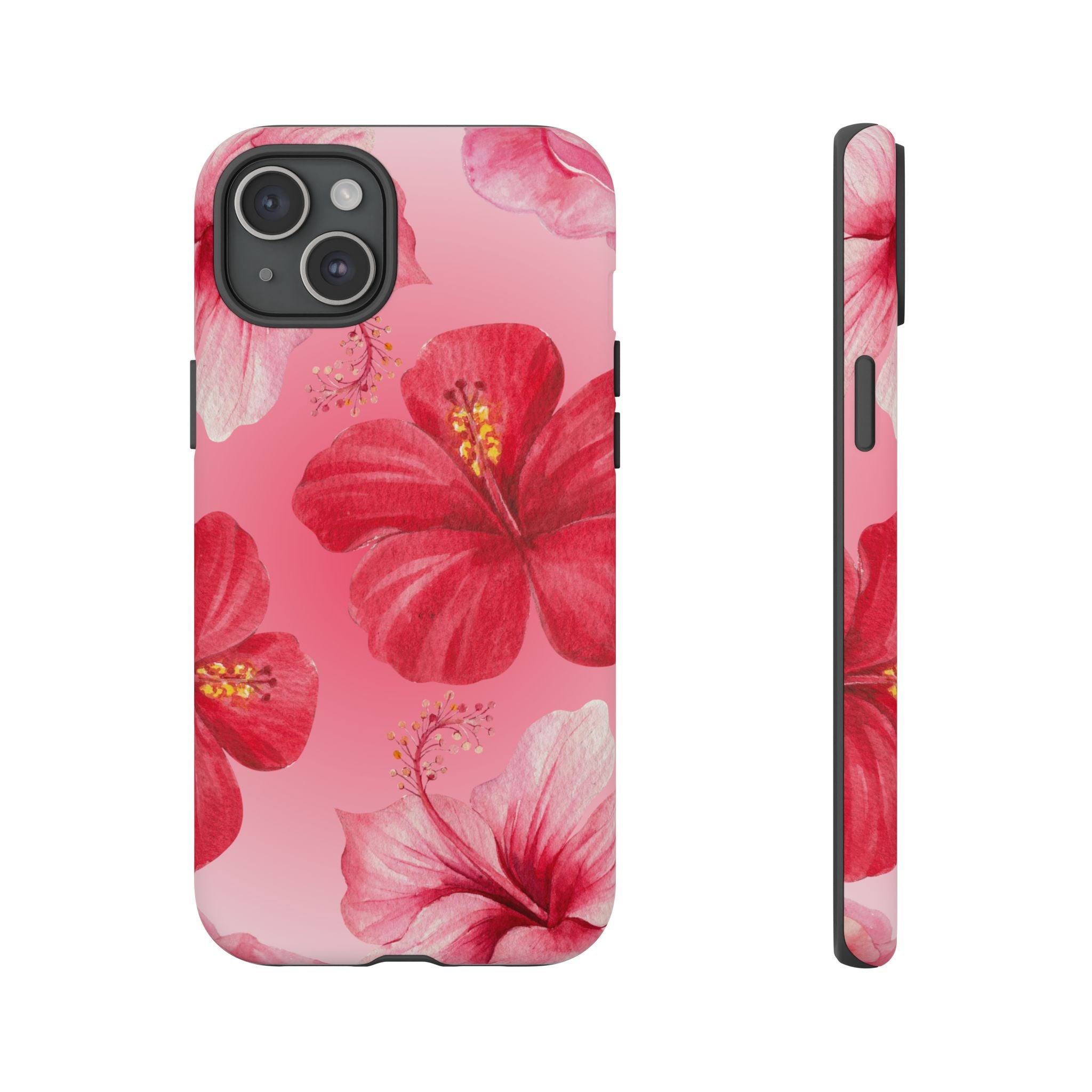 Hibiscus Pink Tough Phone Case — Floral Tropical Protective Cover