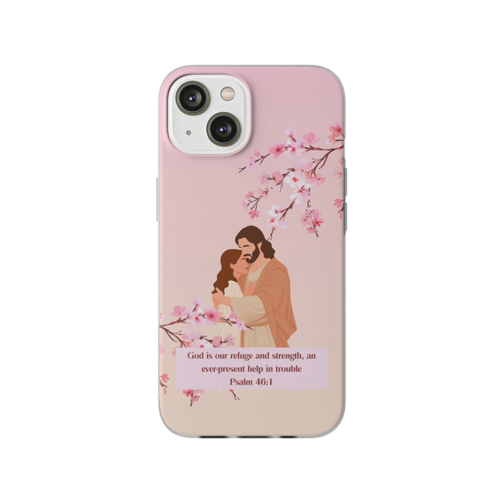 God Is Our Refuge – Psalm 46:1 Cherry Blossom Christian Flexi Phone Case