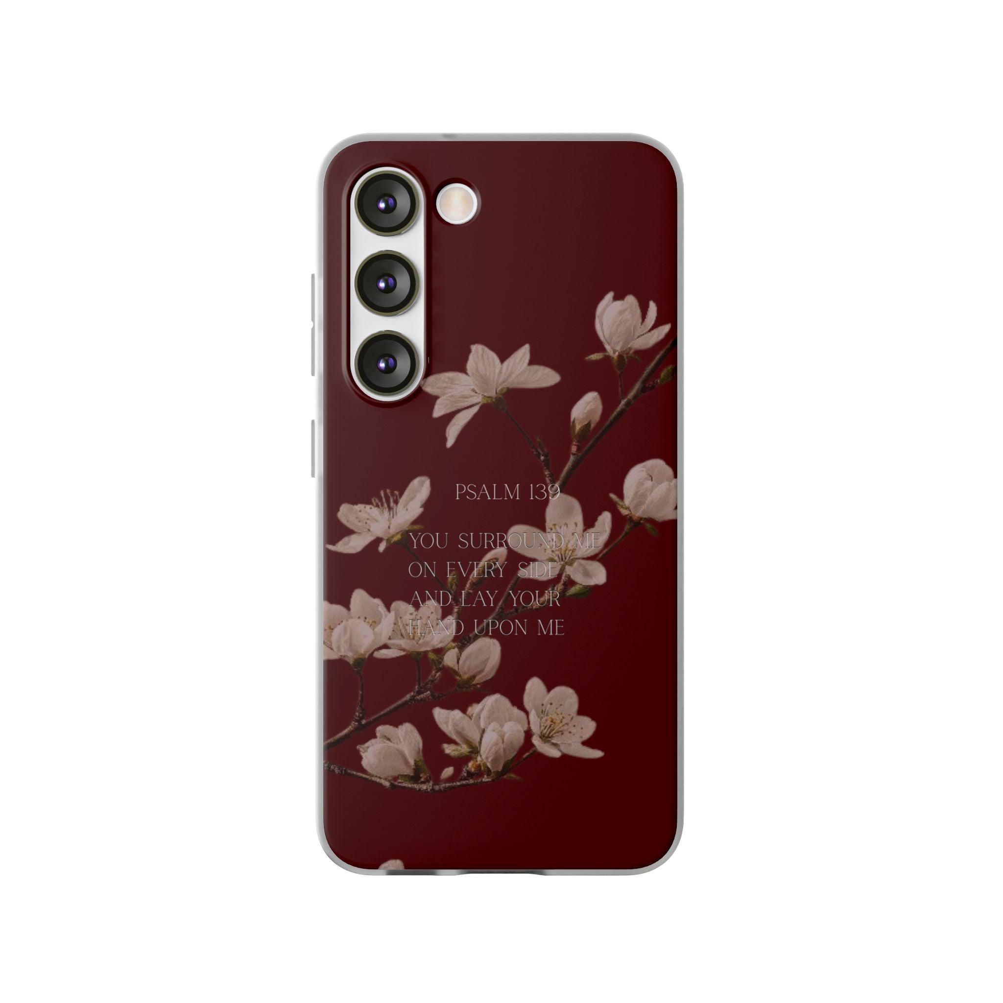 Floral Psalm Phone Case — Psalm 139 Scripture Cherry Blossom iPhone Cover