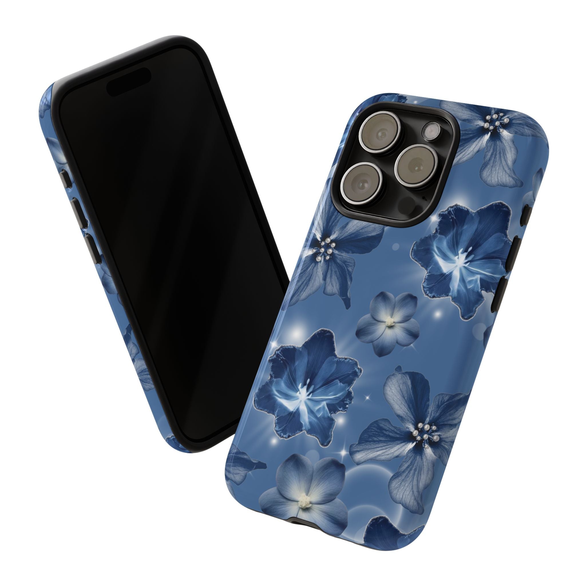 Blue Floral Tough Phone Case — Protective Blossom Design