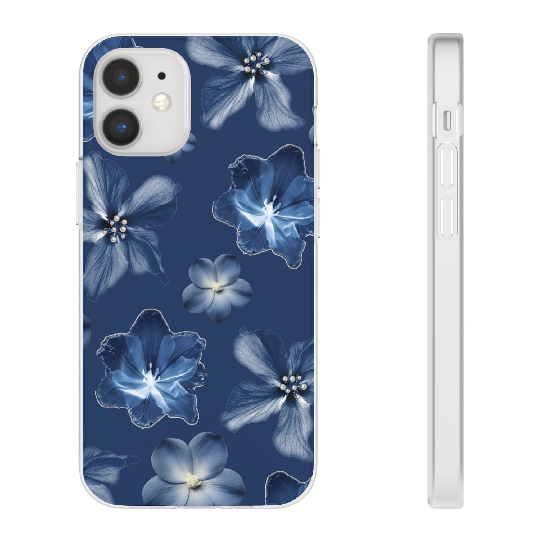 Floral Blue Phone Case — Navy Watercolor Blossom Flexi Case