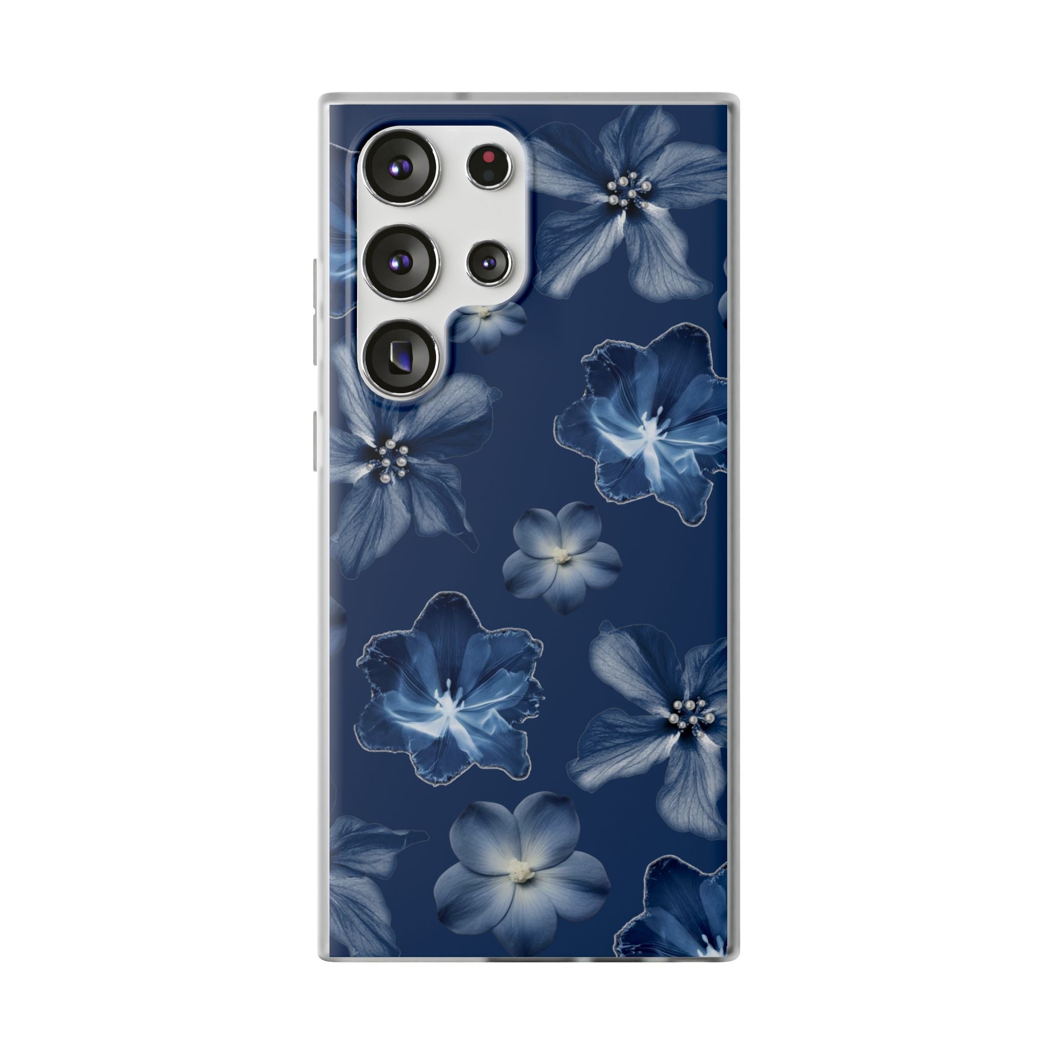 Floral Blue Phone Case — Navy Watercolor Blossom Flexi Case
