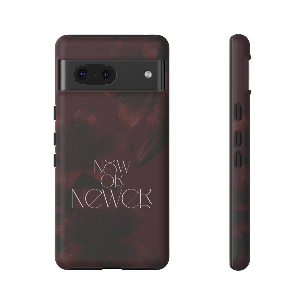 Tough Cases – Burgundy Floral “Now or Never” Protective Phone Case
