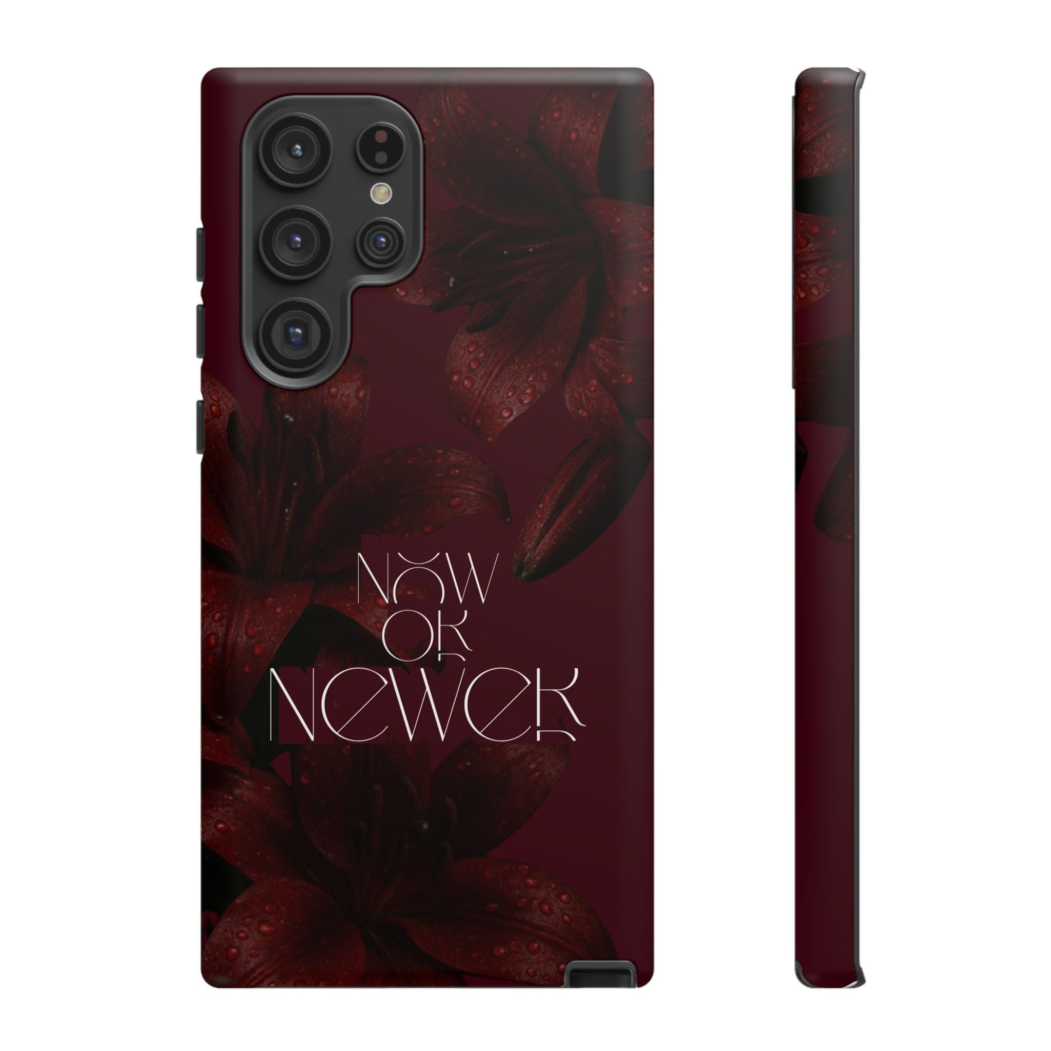 Tough Cases – Burgundy Floral “Now or Never” Protective Phone Case