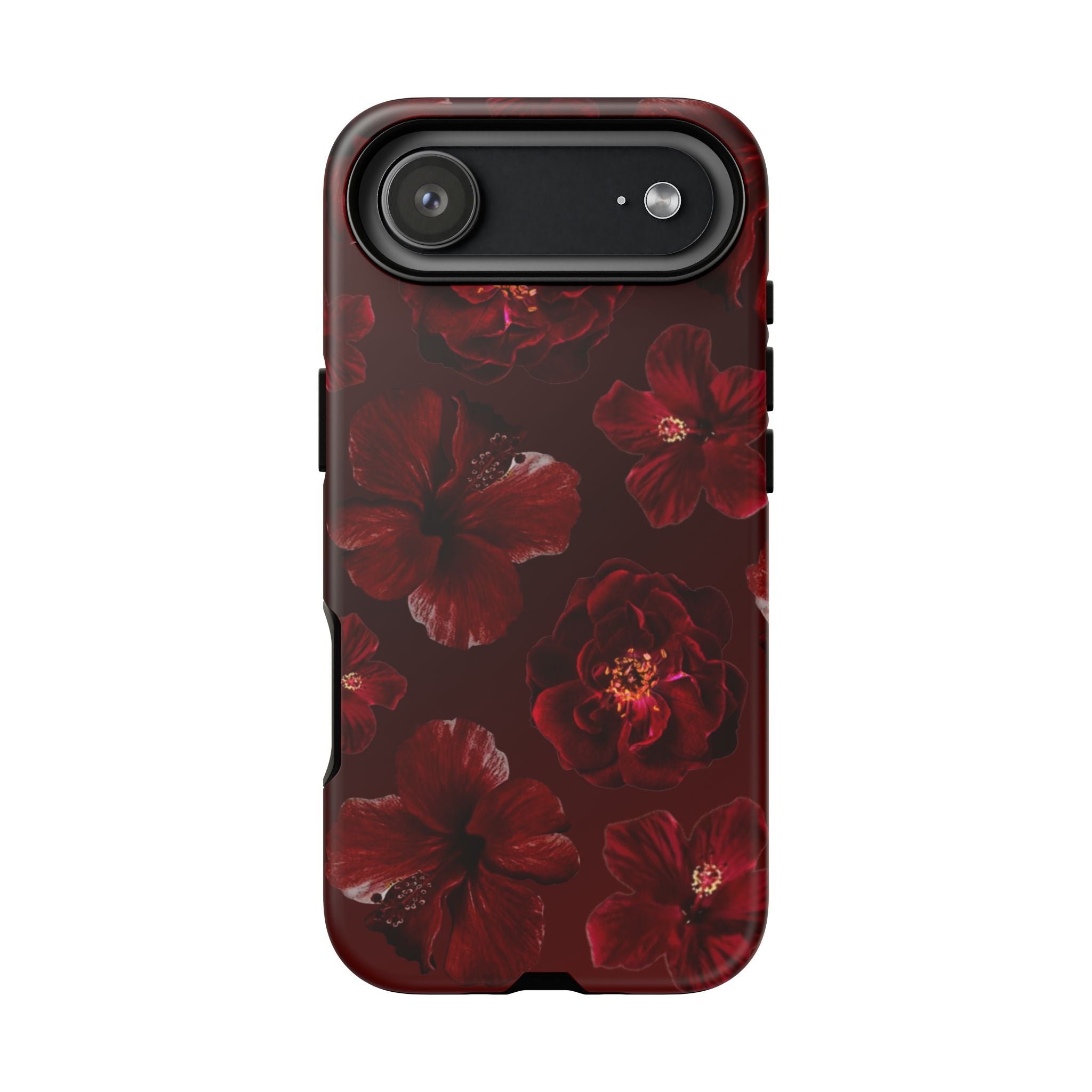 Dark Red Floral Phone Case – Protective Tough Case with Burgundy Roses