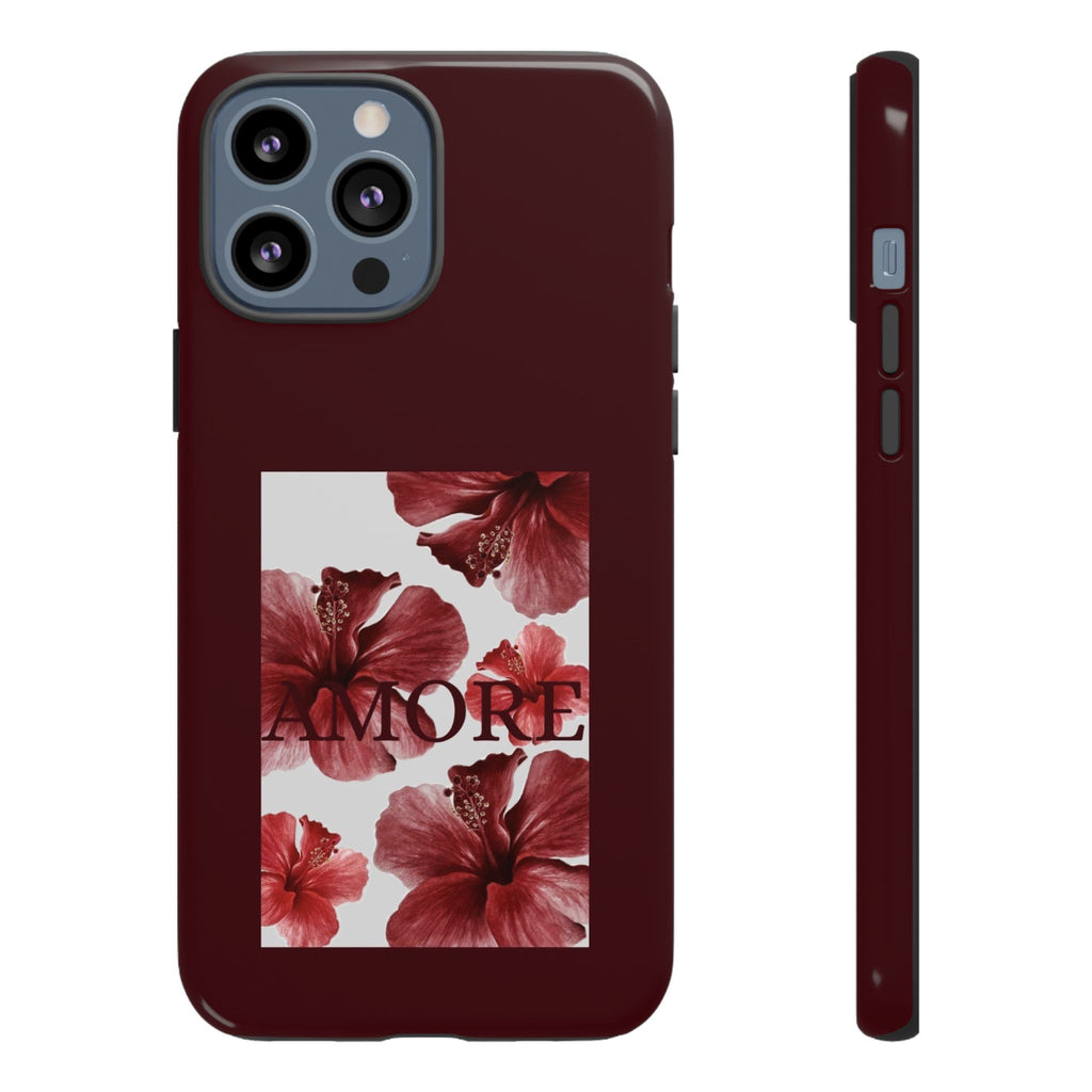 Amore Floral Phone Case — Burgundy Tough Protective Cover