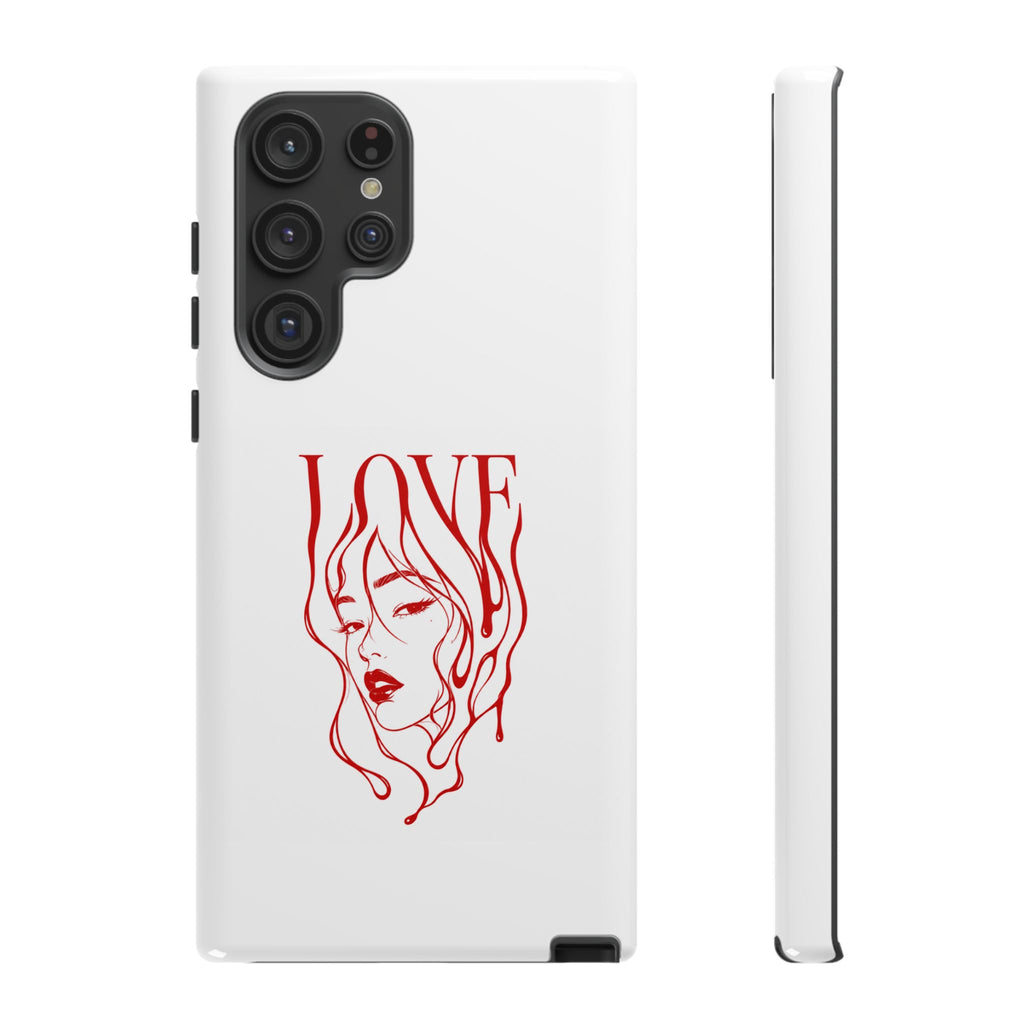 Red Line Art 'Love' Face Design - Tough Case