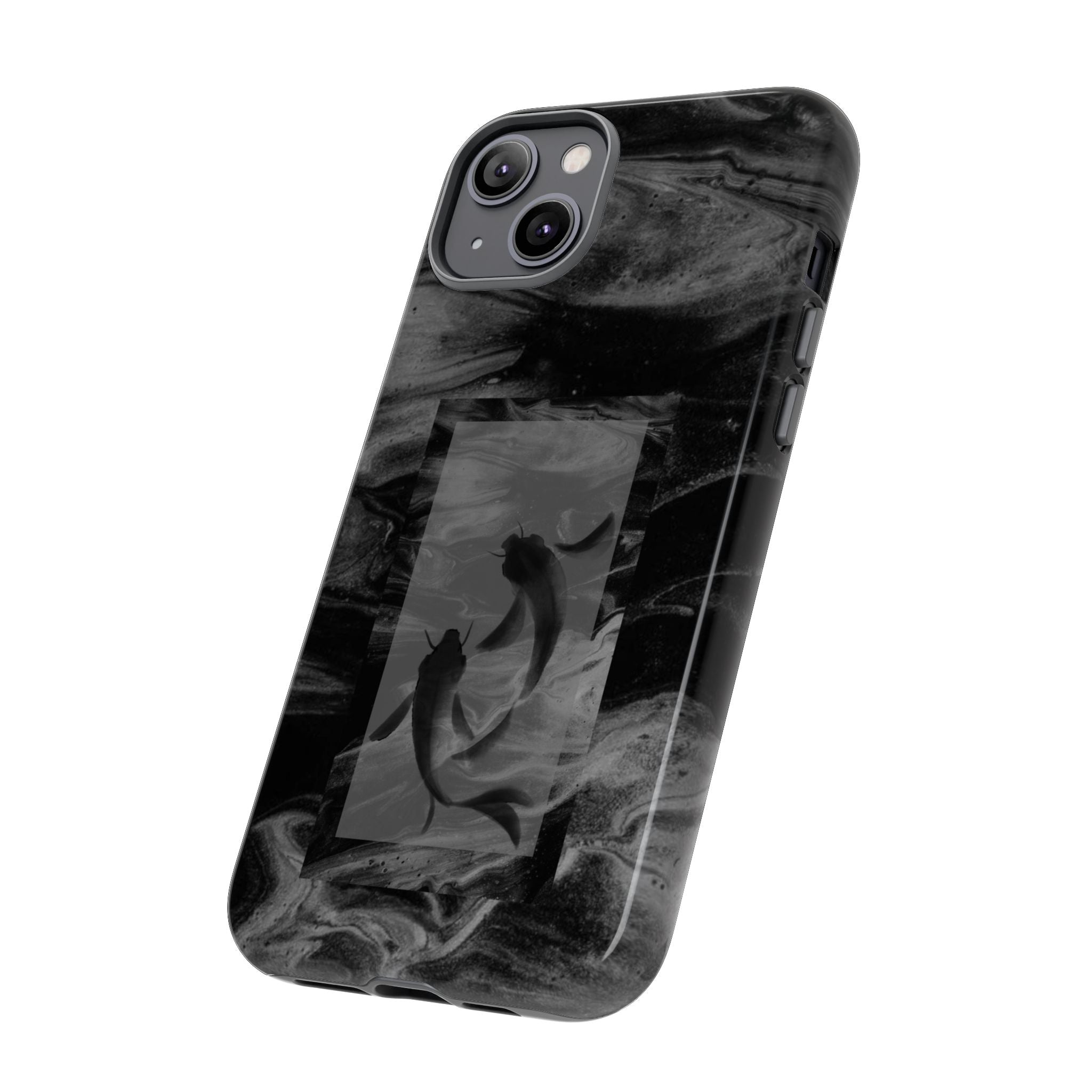 Koi Yin-Yang Marble Phone Case – Black Smoky Art Protection